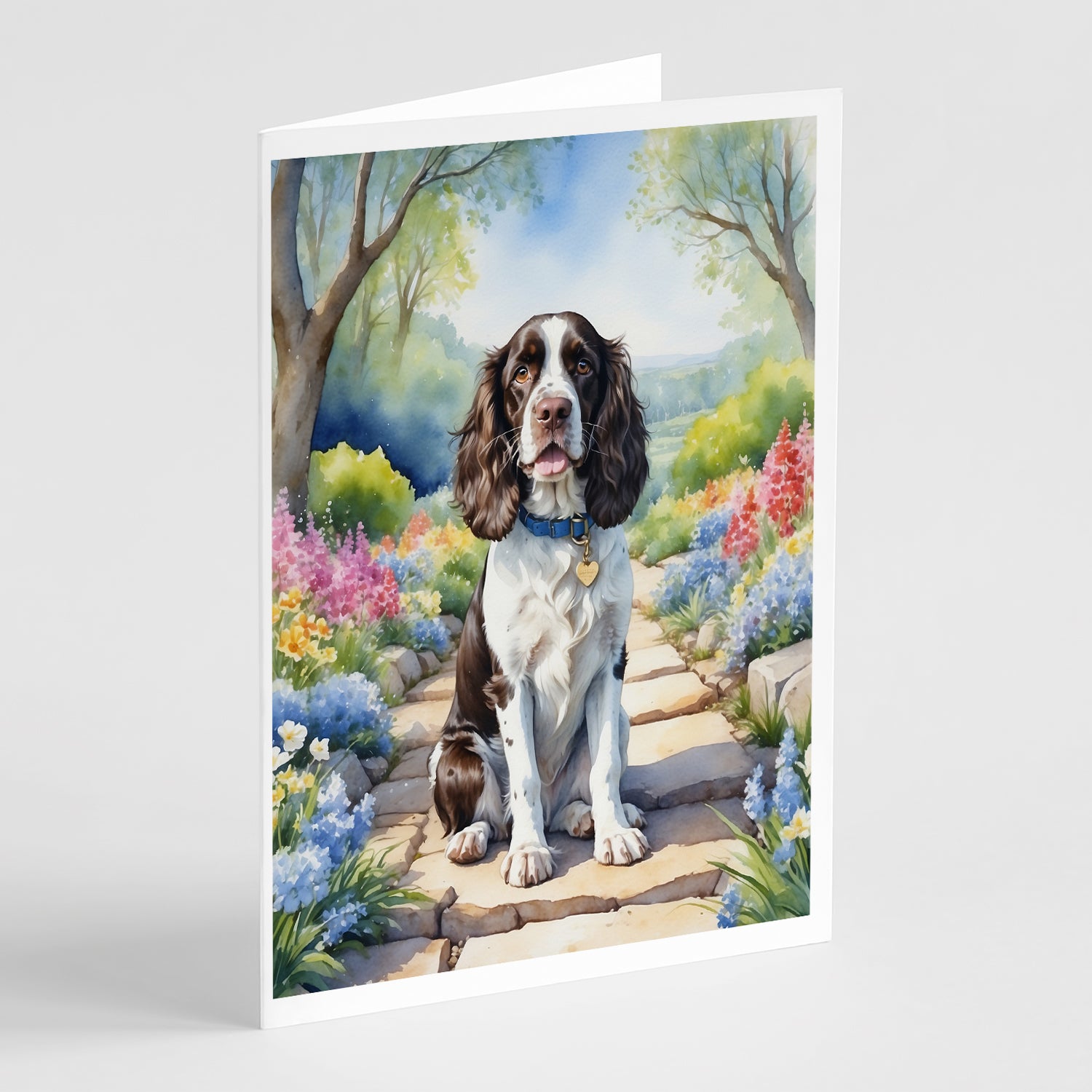 Buy this English Springer Spaniel Spring Path Greeting Cards Pack of 8