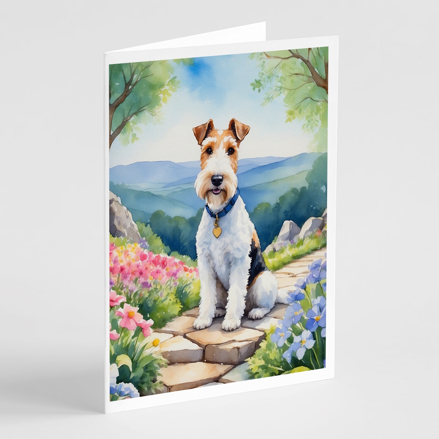 Buy this Fox Terrier Spring Path Greeting Cards Pack of 8