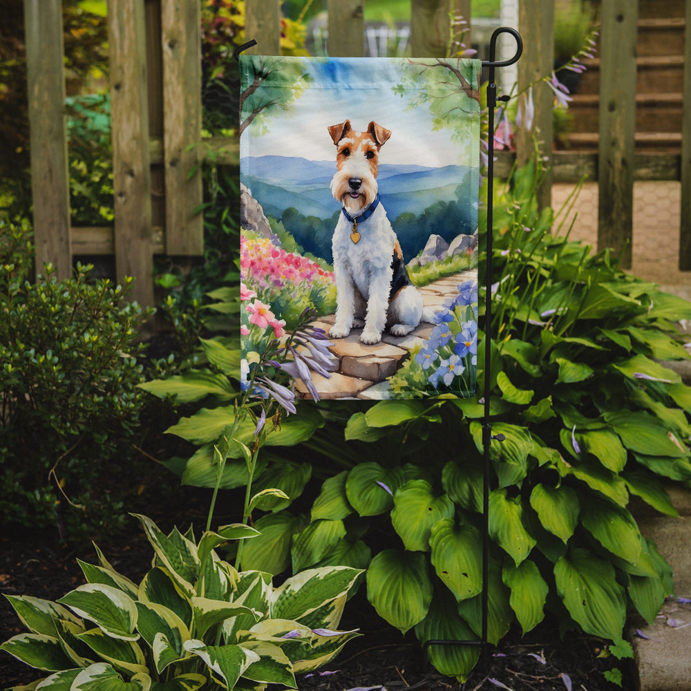 Fox Terrier Spring Path Garden Flag