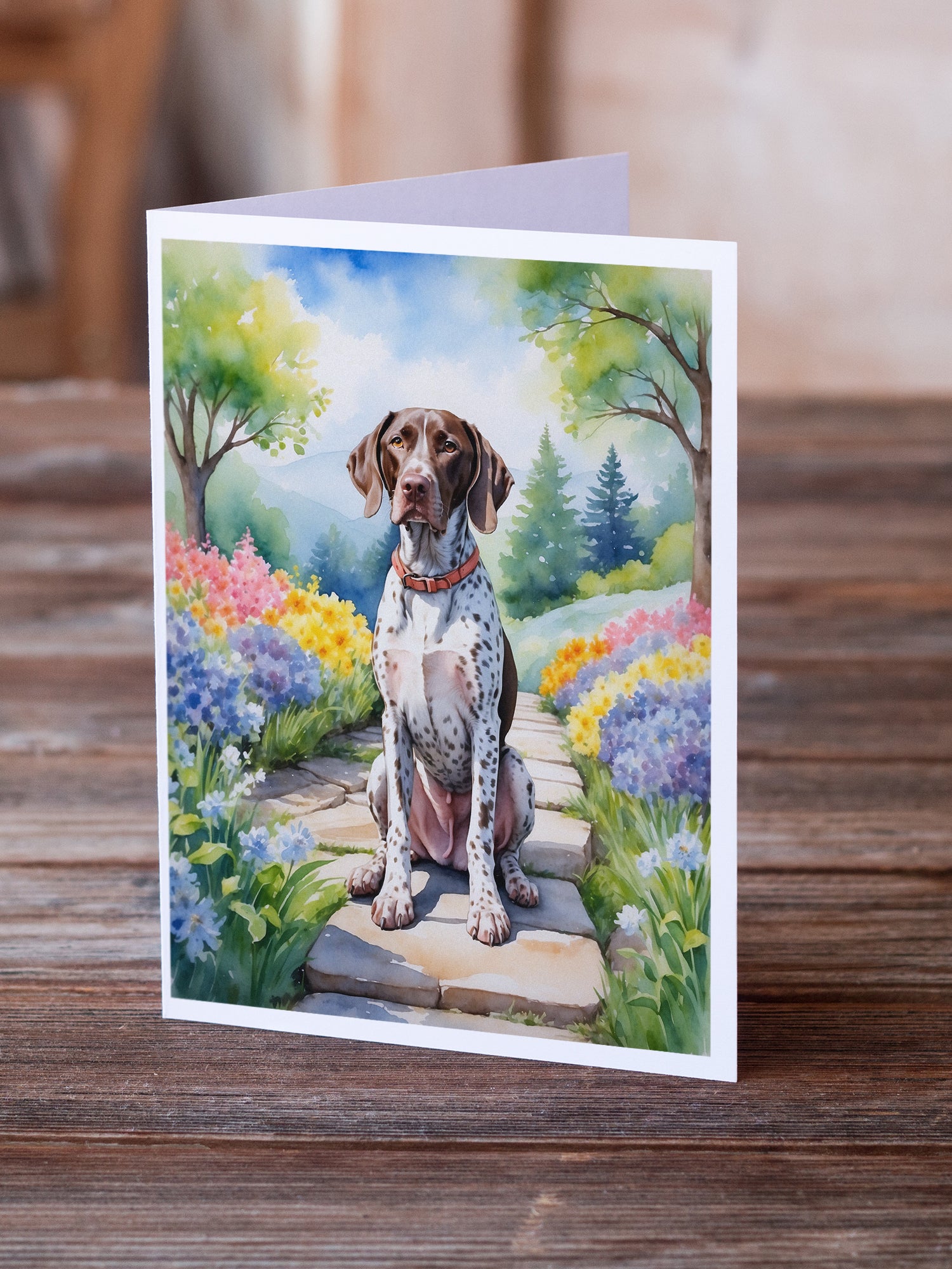 German Shorthaired Pointer Spring Path Greeting Cards Pack of 8