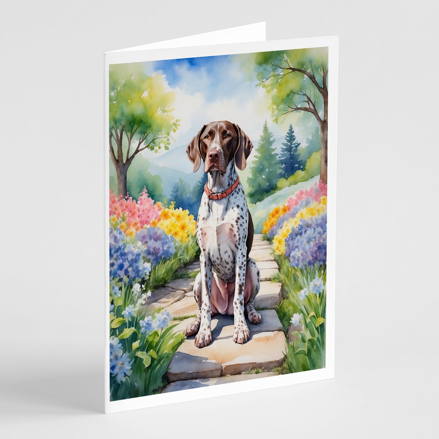 Buy this German Shorthaired Pointer Spring Path Greeting Cards Pack of 8