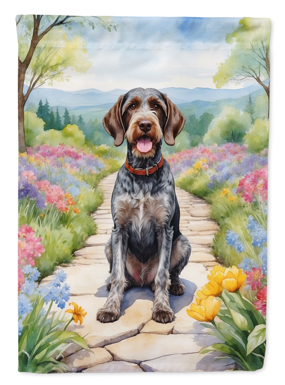 Buy this German Wirehaired Pointer Spring Path House Flag