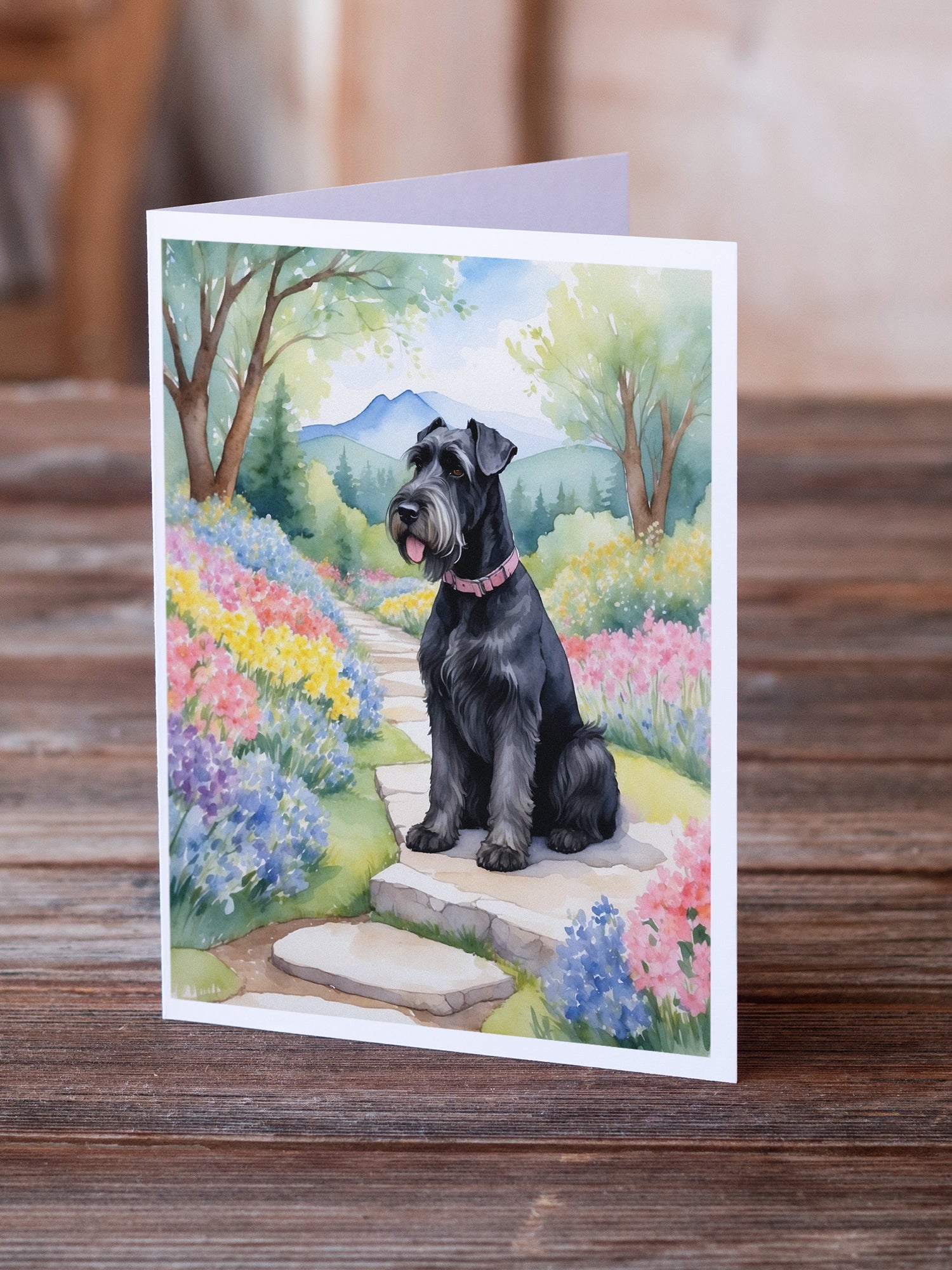 Buy this Giant Schnauzer Spring Path Greeting Cards Pack of 8