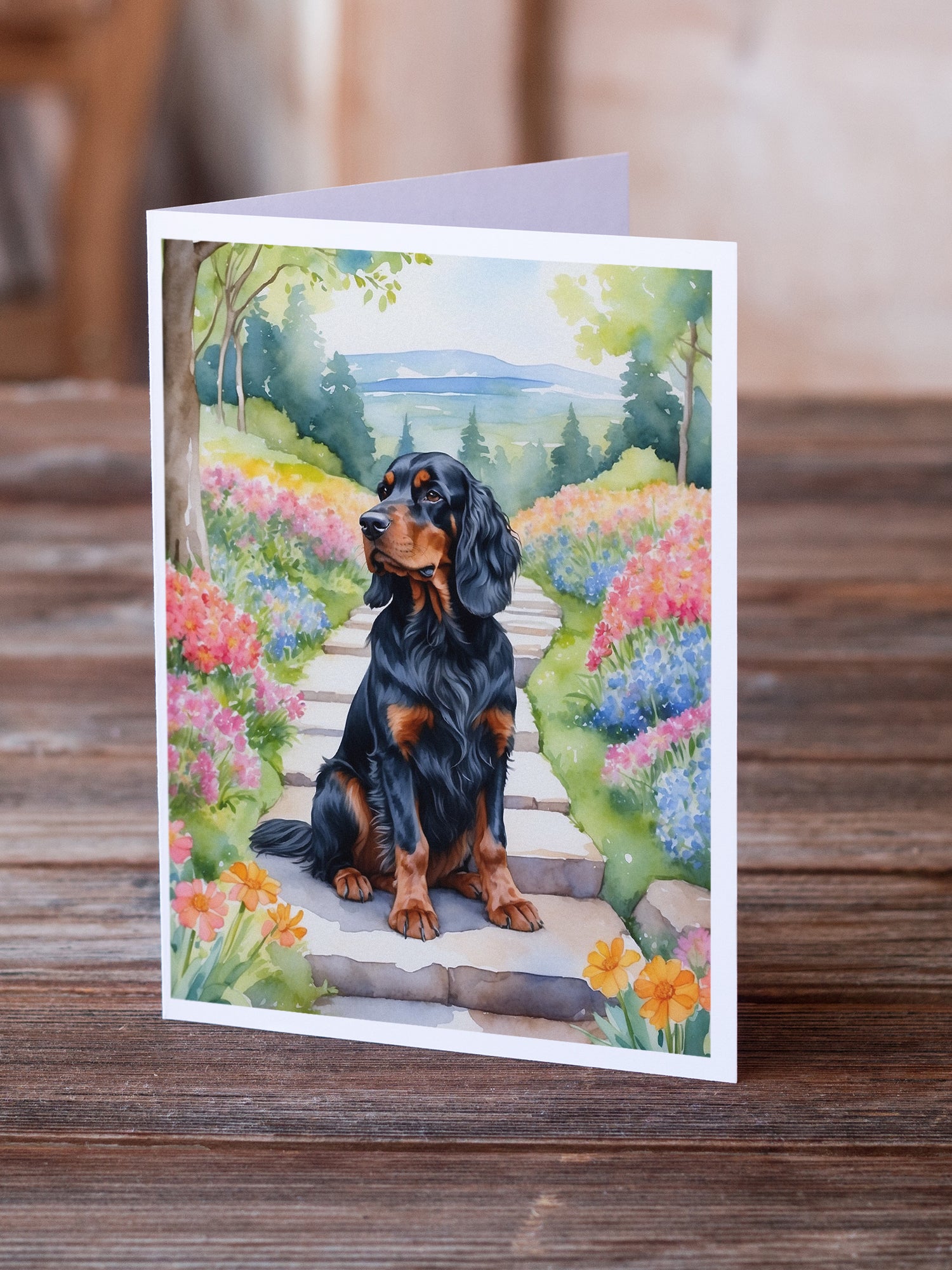 Buy this Gordon Setter Spring Path Greeting Cards Pack of 8