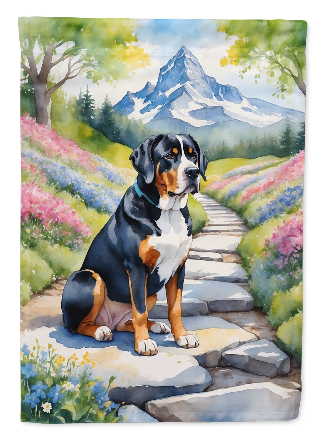 Buy this Greater Swiss Mountain Dog Spring Path House Flag