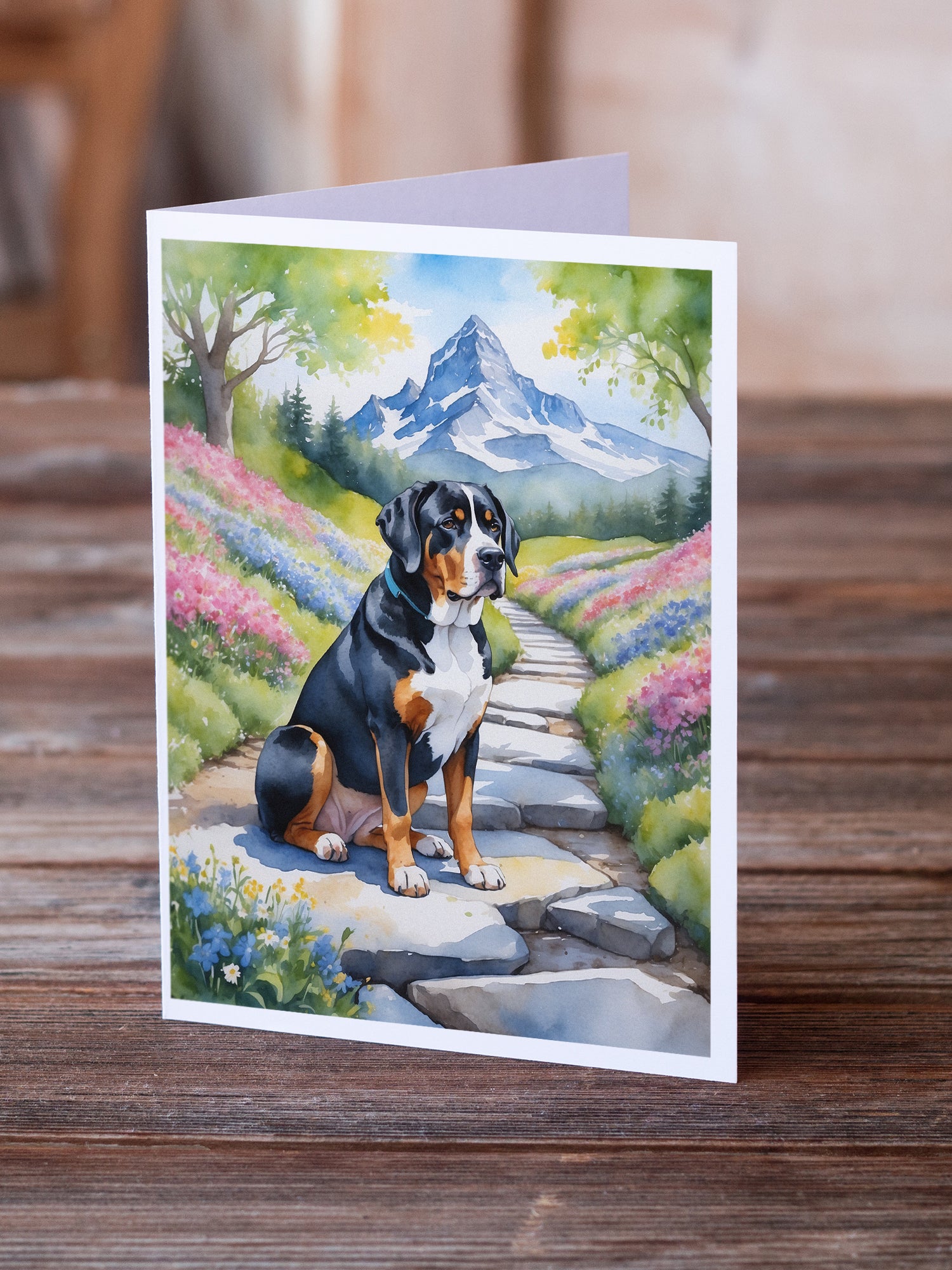 Buy this Greater Swiss Mountain Dog Spring Path Greeting Cards Pack of 8
