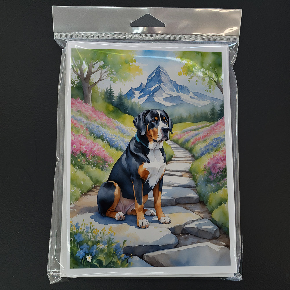 Greater Swiss Mountain Dog Spring Path Greeting Cards Pack of 8