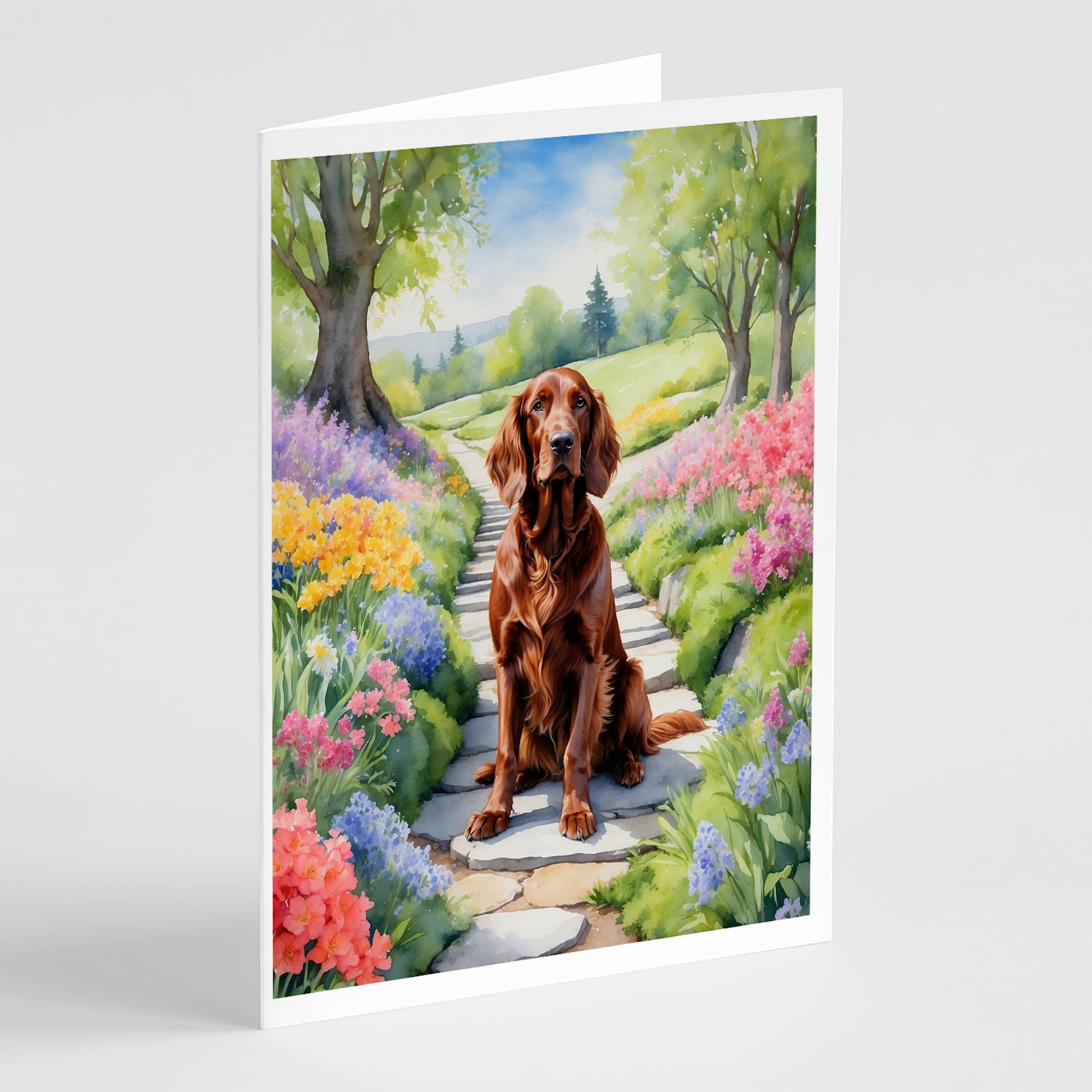 Buy this Irish Setter Spring Path Greeting Cards Pack of 8