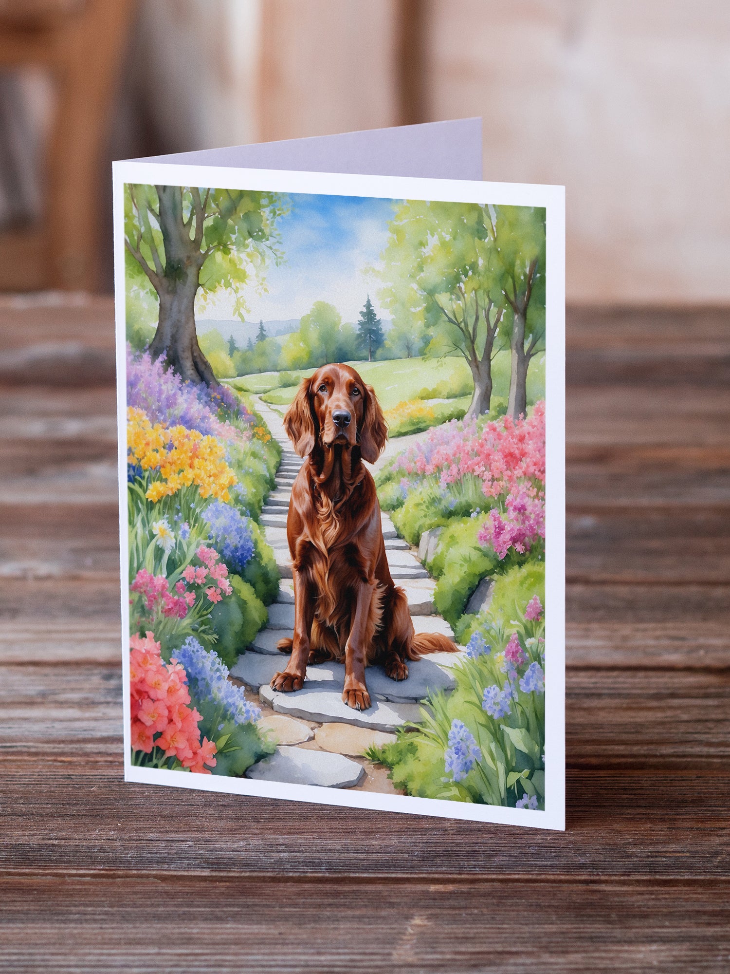 Buy this Irish Setter Spring Path Greeting Cards Pack of 8