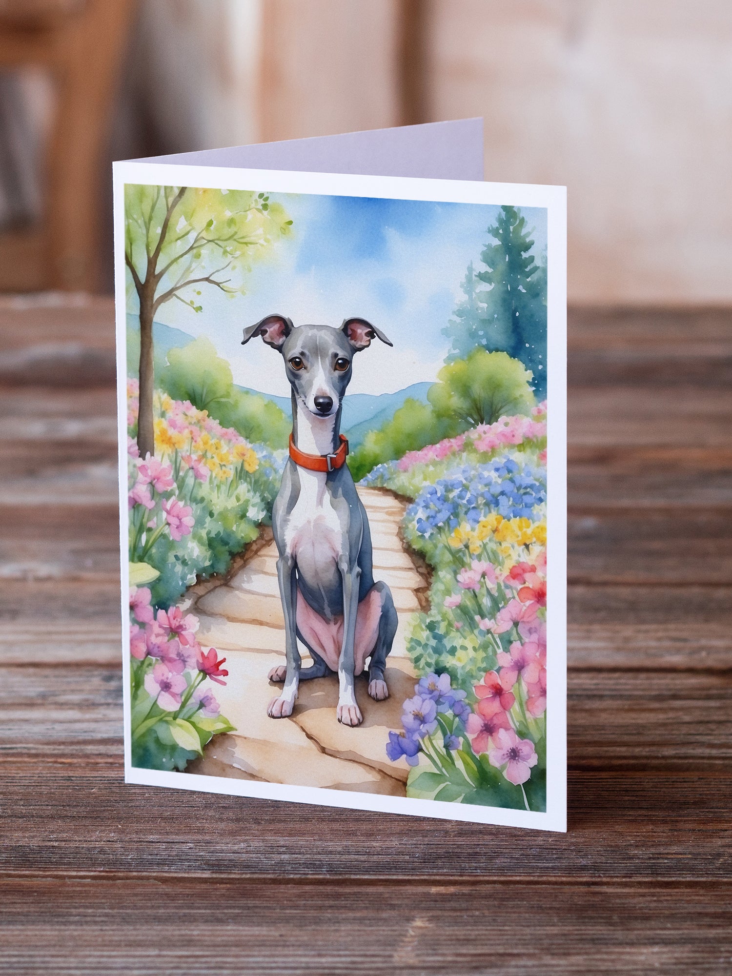 Buy this Italian Greyhound Spring Path Greeting Cards Pack of 8