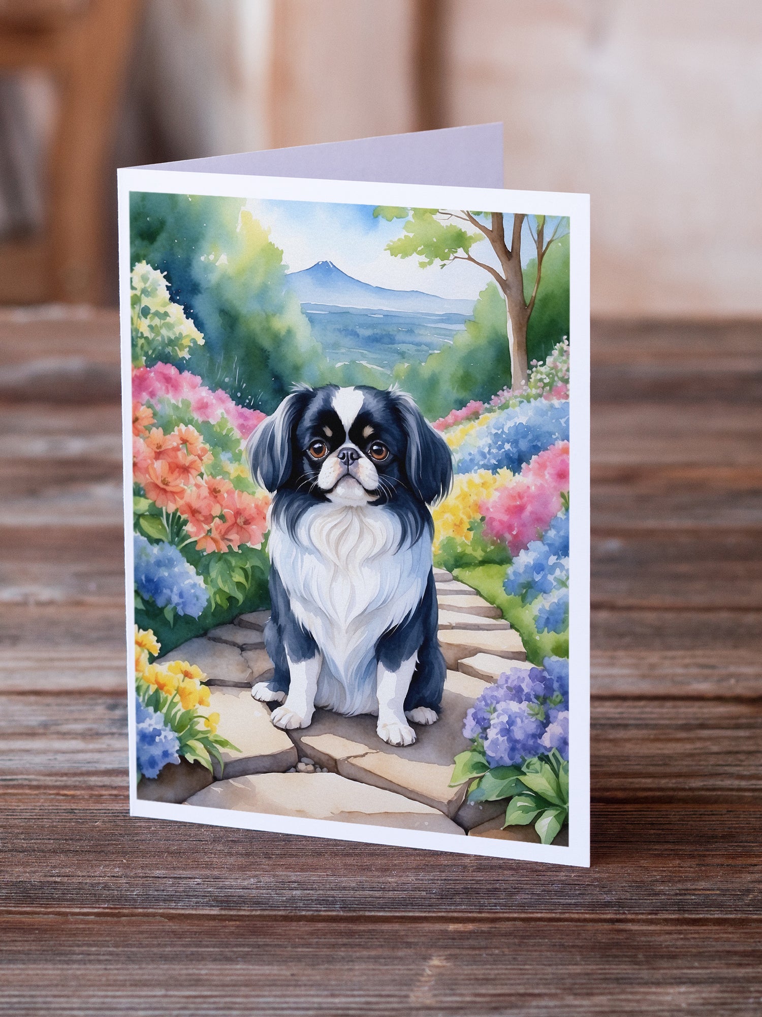 Japanese Chin Spring Path Greeting Cards Pack of 8