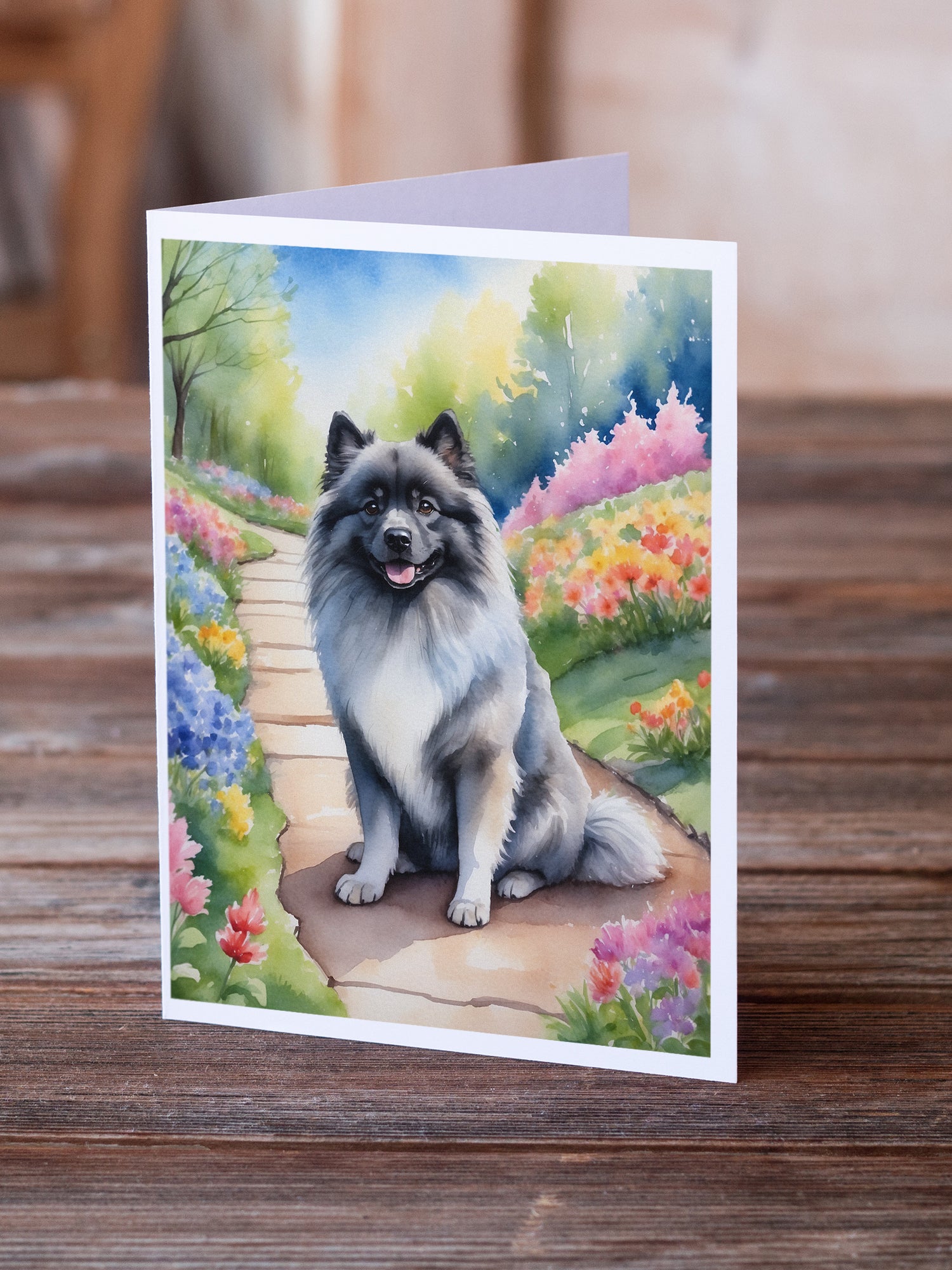 Buy this Keeshond Spring Path Greeting Cards Pack of 8