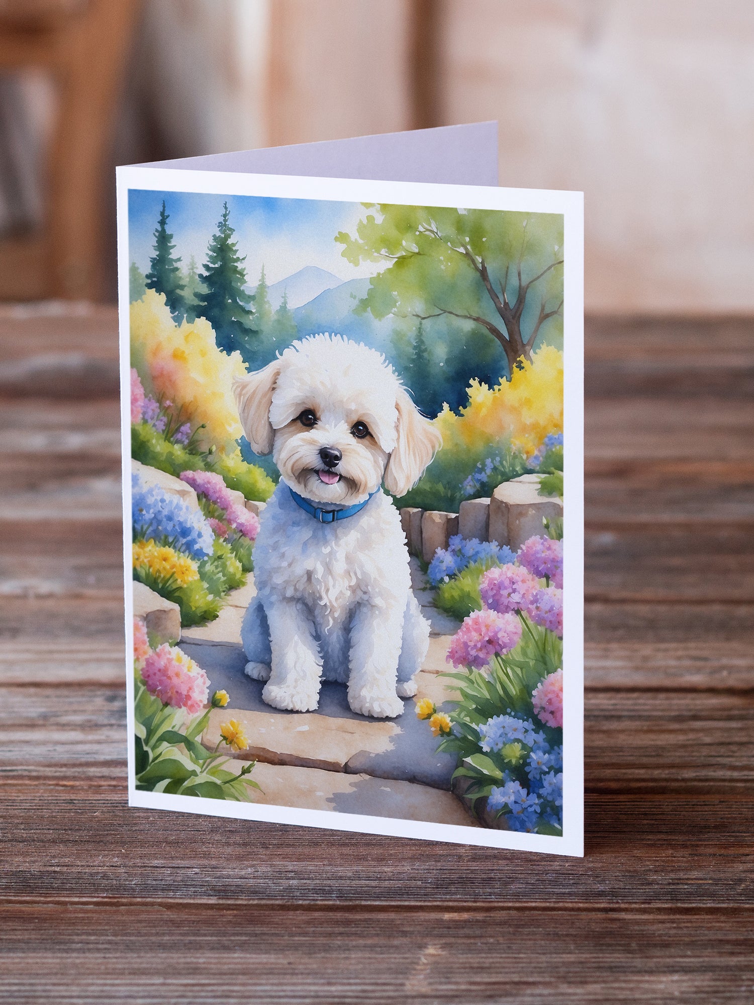 Buy this Maltipoo Spring Path Greeting Cards Pack of 8