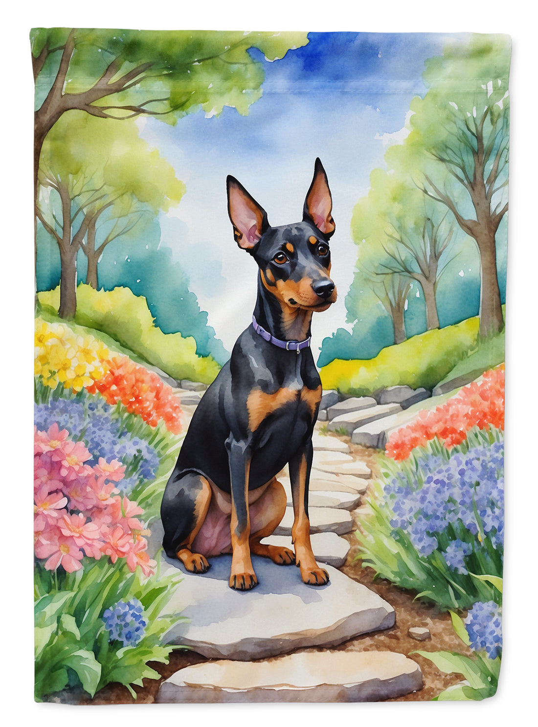 Buy this Manchester Terrier Spring Path House Flag