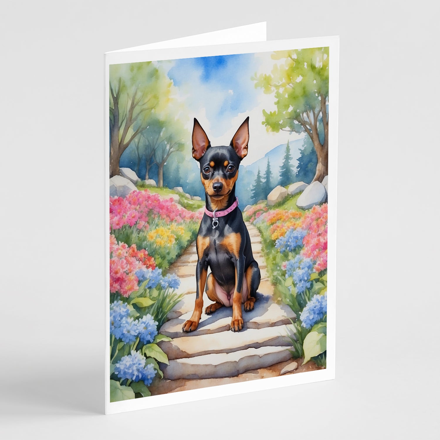 Buy this Miniature Pinscher Spring Path Greeting Cards Pack of 8