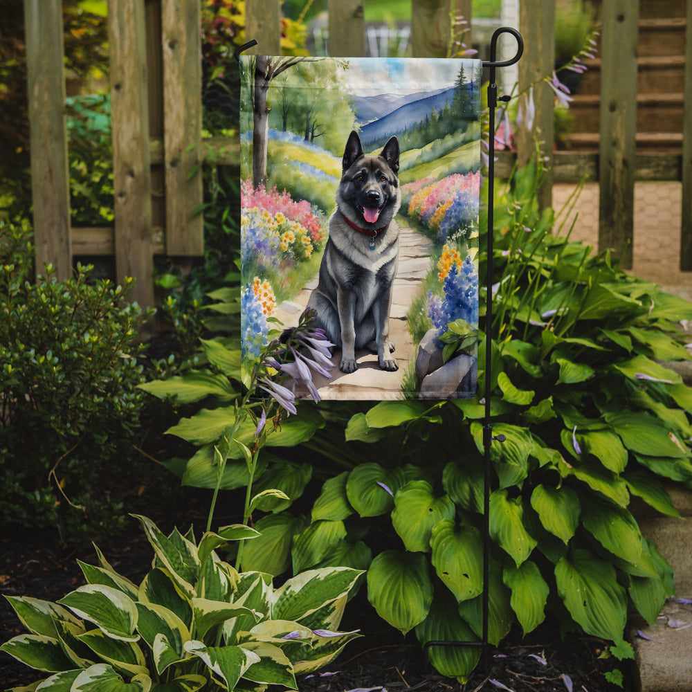 Buy this Norwegian Elkhound Spring Path Garden Flag
