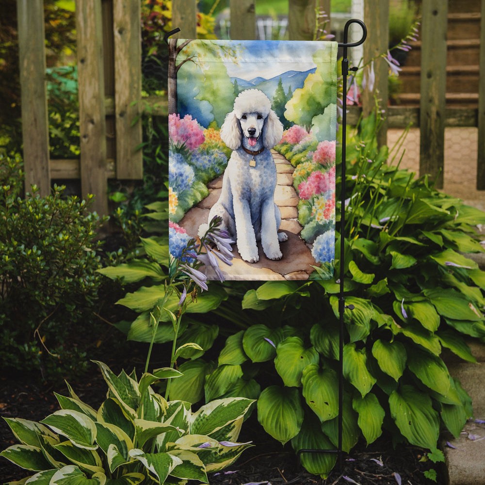 Buy this White Poodle Spring Path Garden Flag