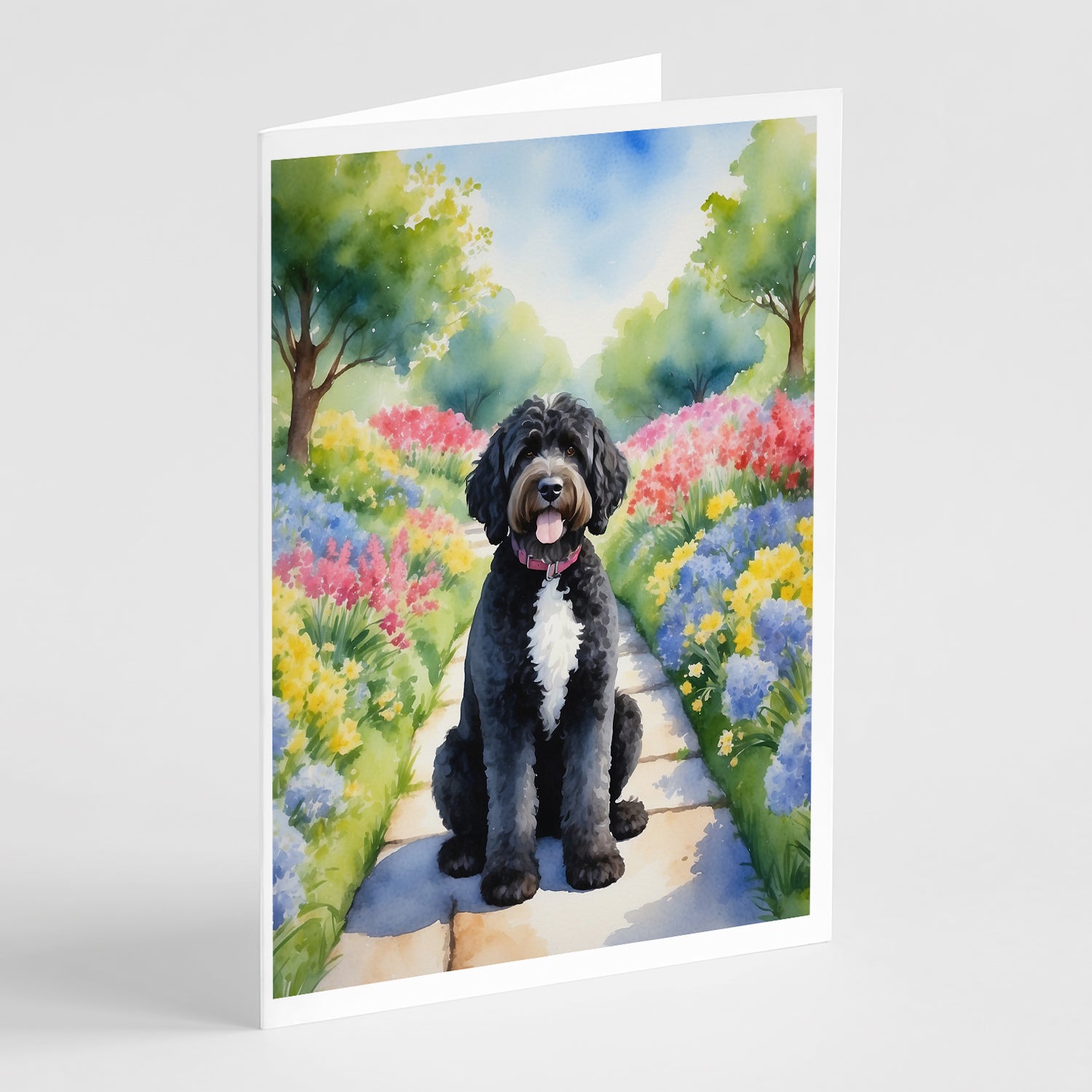 Buy this Portuguese Water Dog Spring Path Greeting Cards Pack of 8