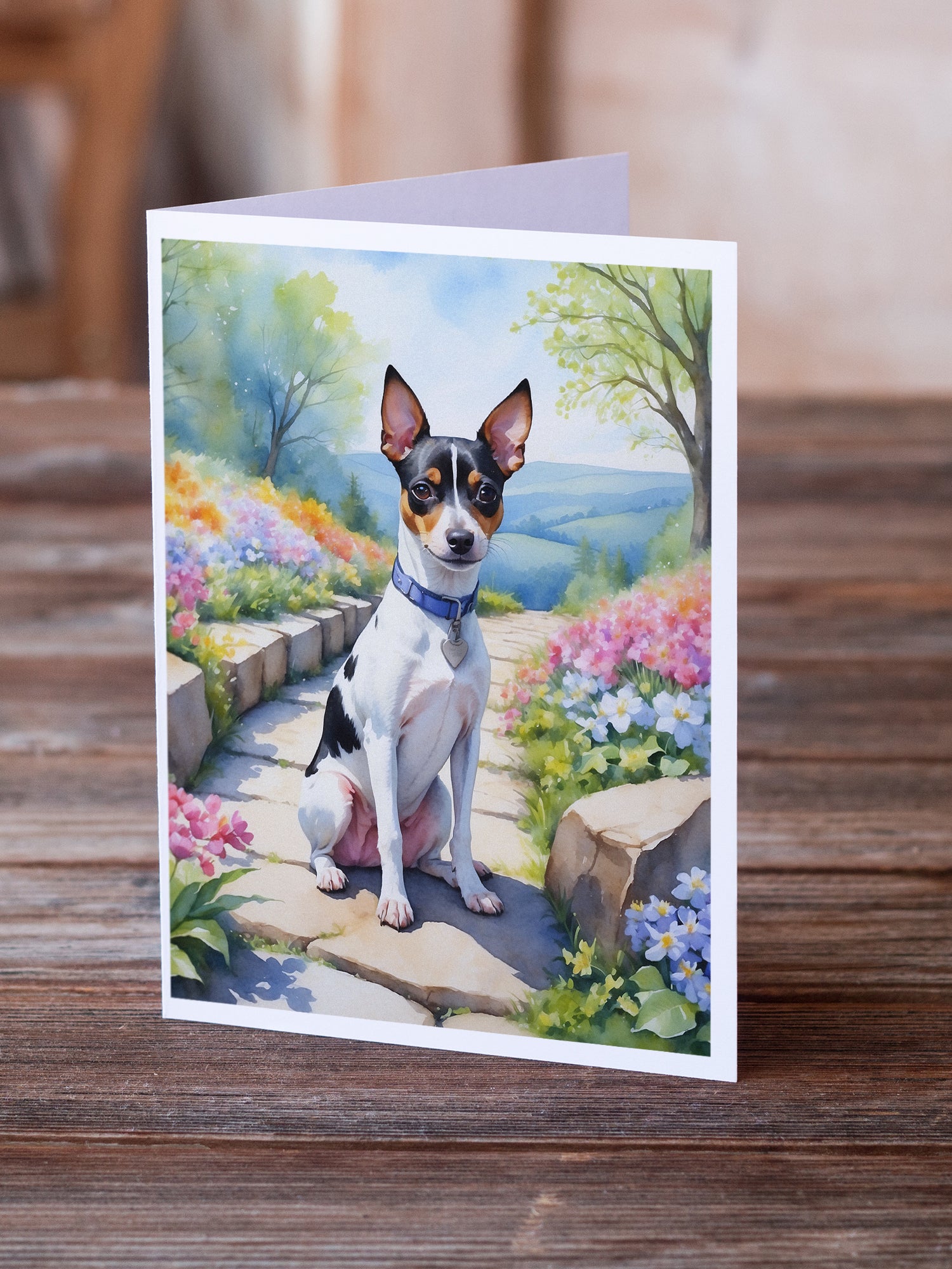 Rat Terrier Spring Path Greeting Cards Pack of 8