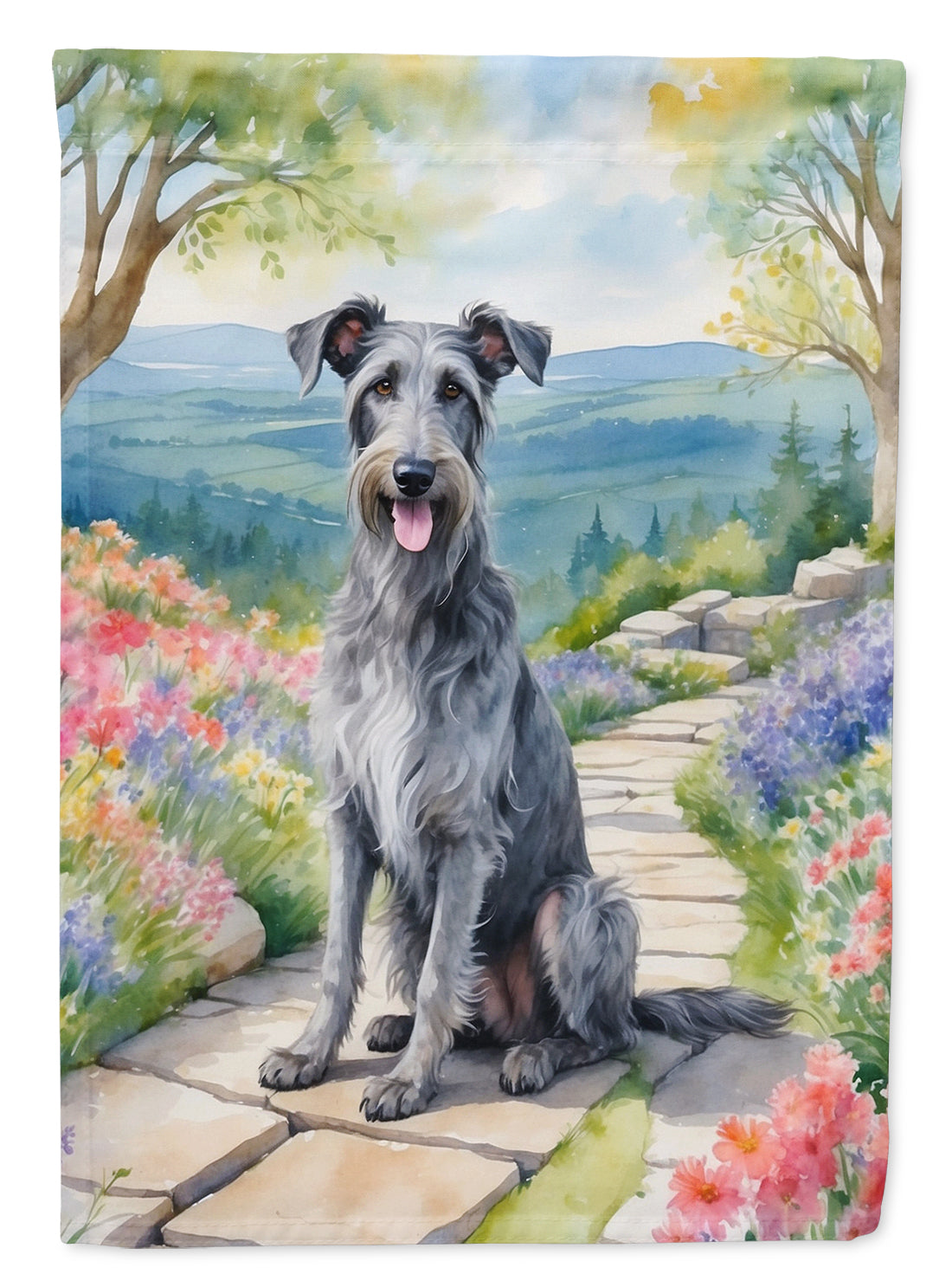 Buy this Scottish Deerhound Spring Path Garden Flag