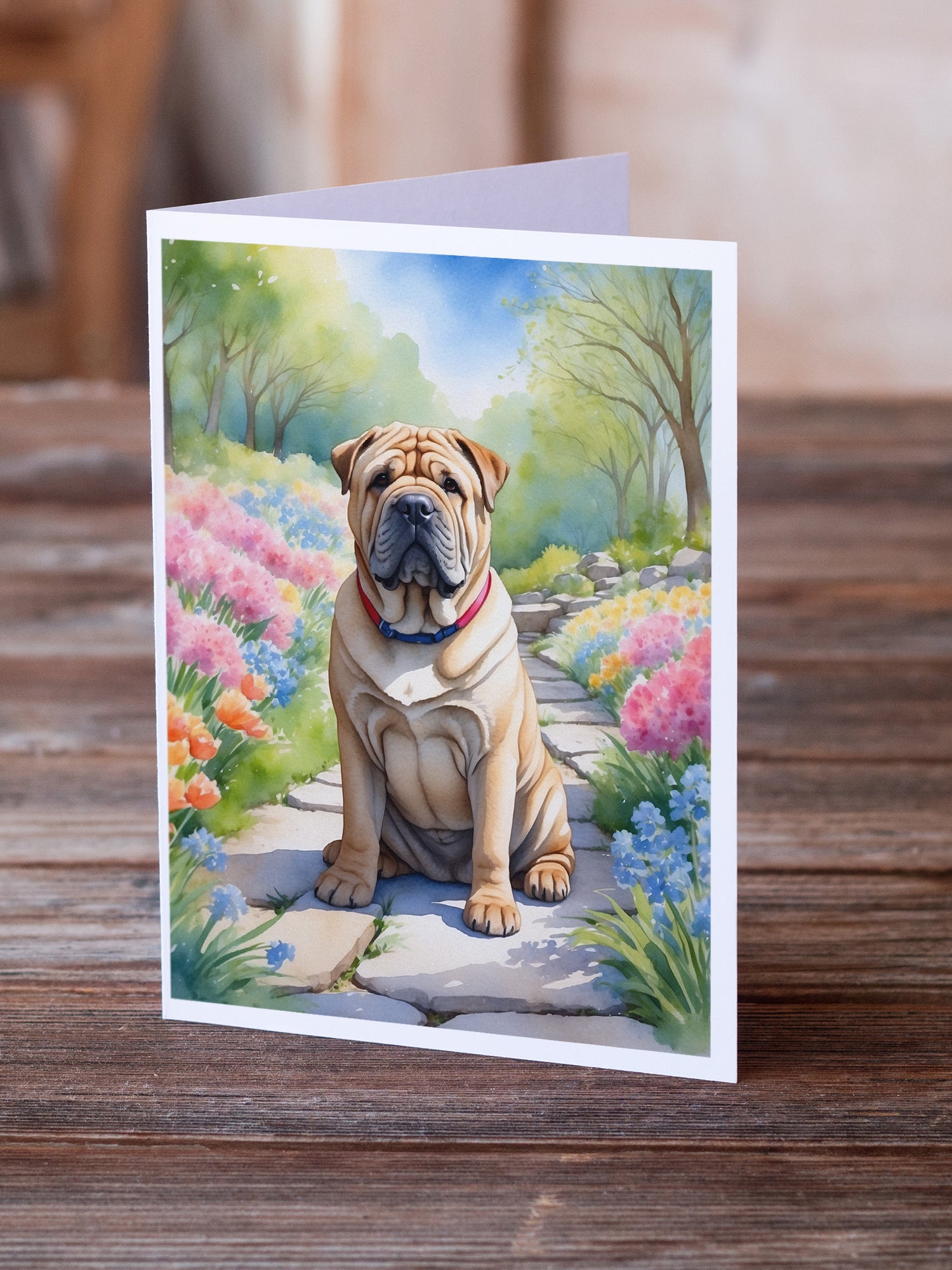 Buy this Shar Pei Spring Path Greeting Cards Pack of 8
