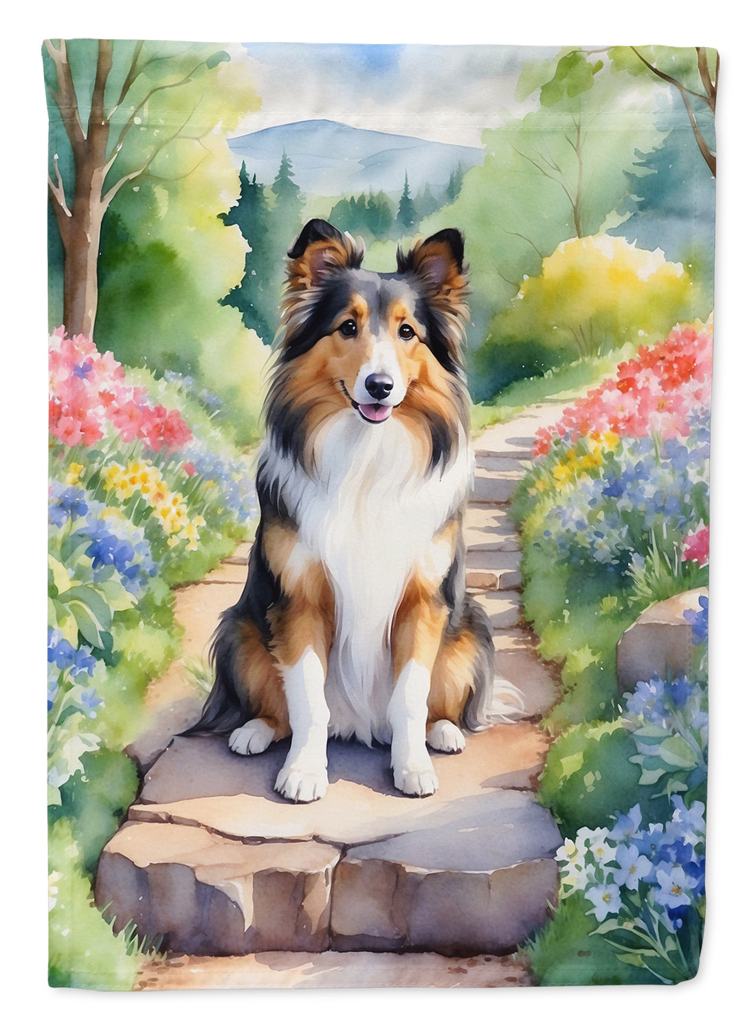 Buy this Sheltie Spring Path House Flag