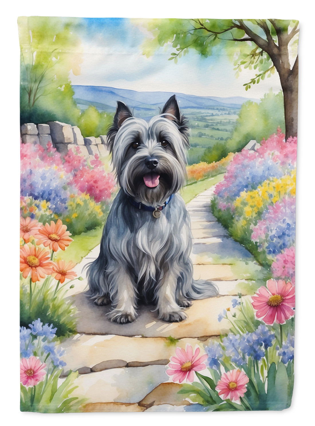 Buy this Skye Terrier Spring Path House Flag