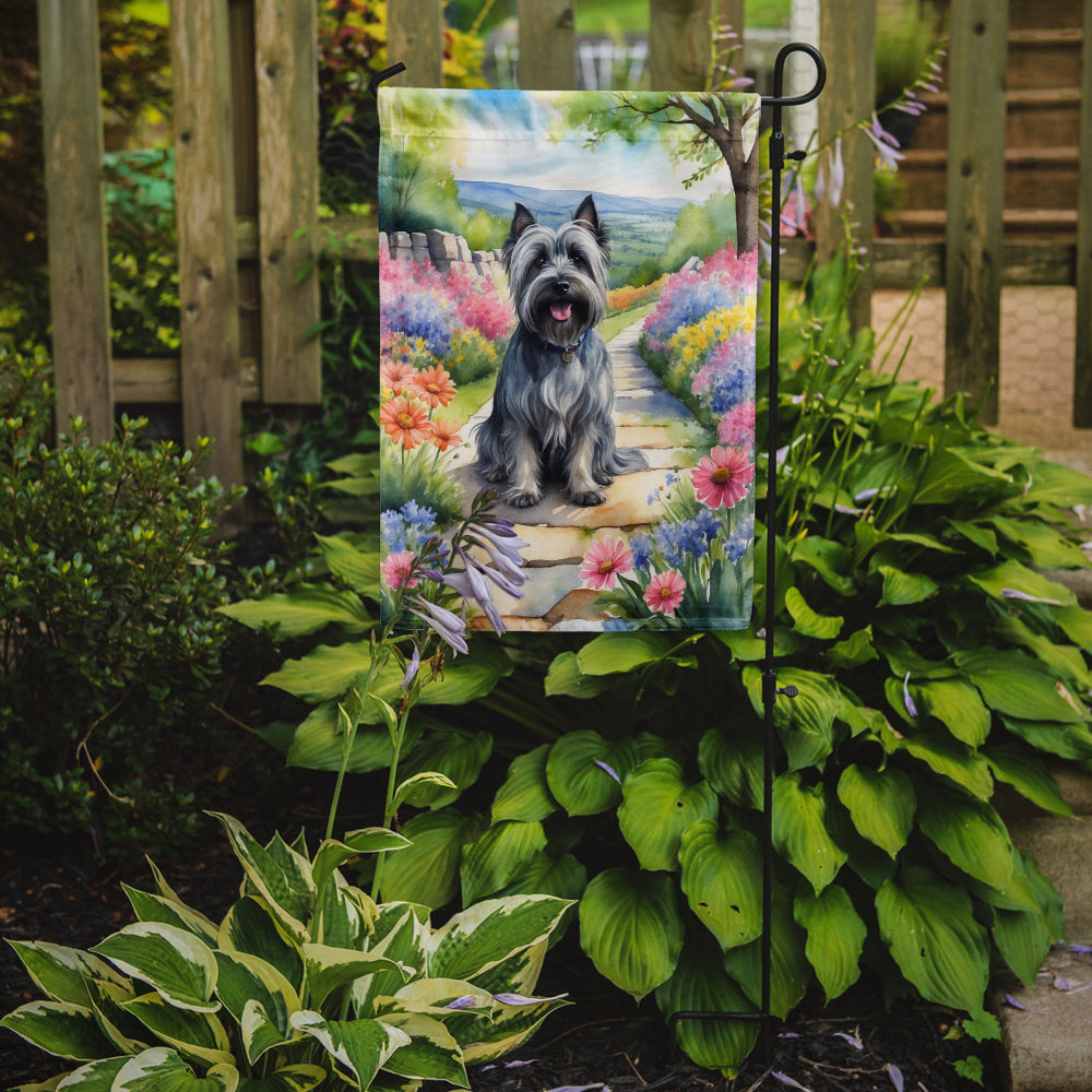 Skye Terrier Spring Path Garden Flag