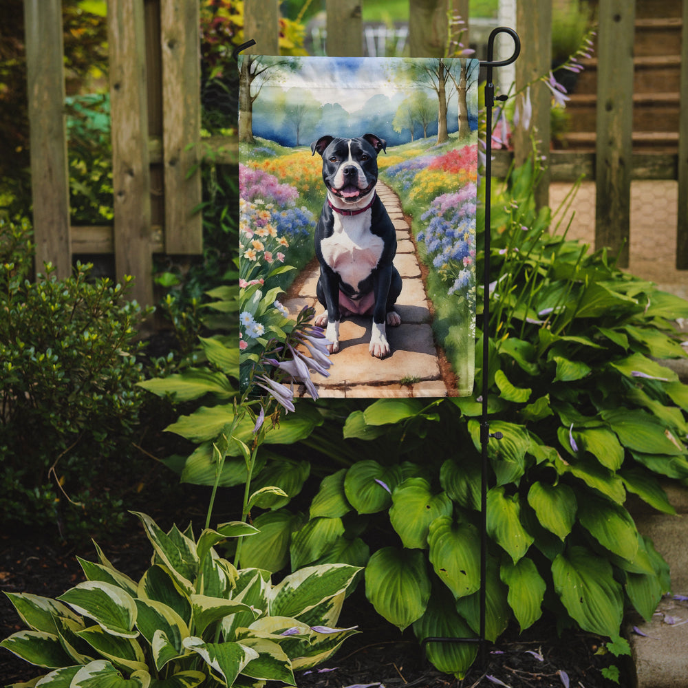 Staffordshire Bull Terrier Spring Path Garden Flag