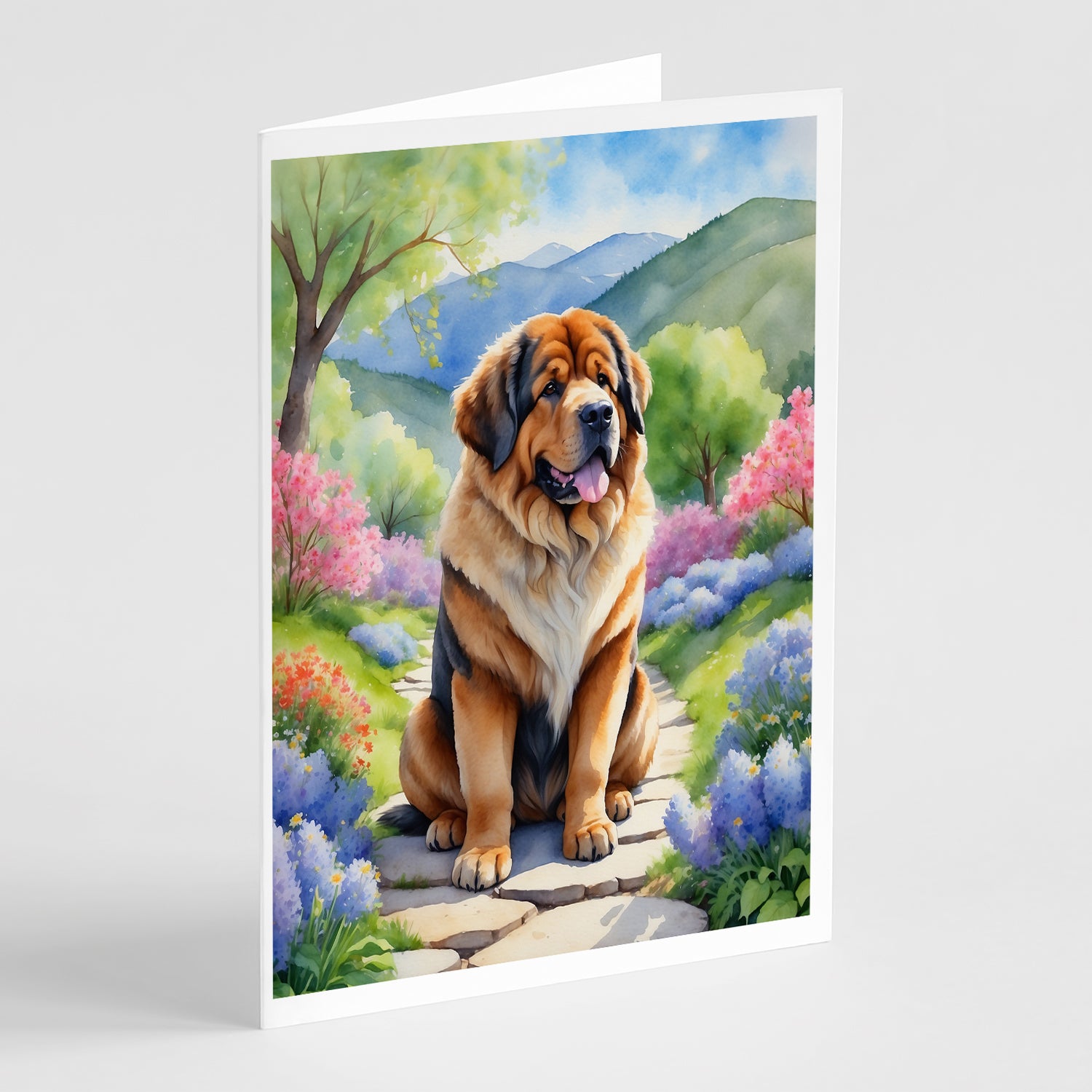 Buy this Tibetan Mastiff Spring Path Greeting Cards Pack of 8