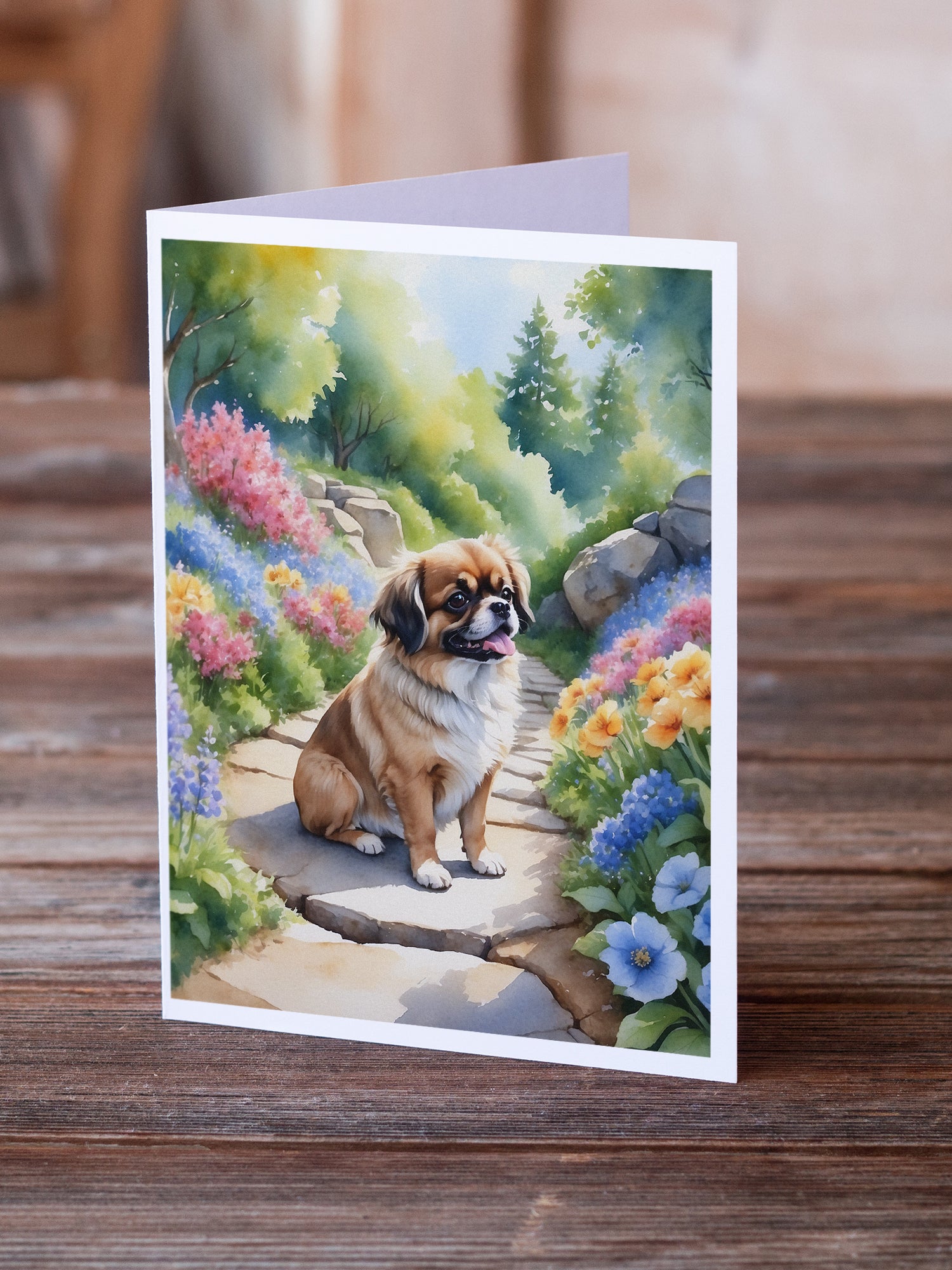 Buy this Tibetan Spaniel Spring Path Greeting Cards Pack of 8