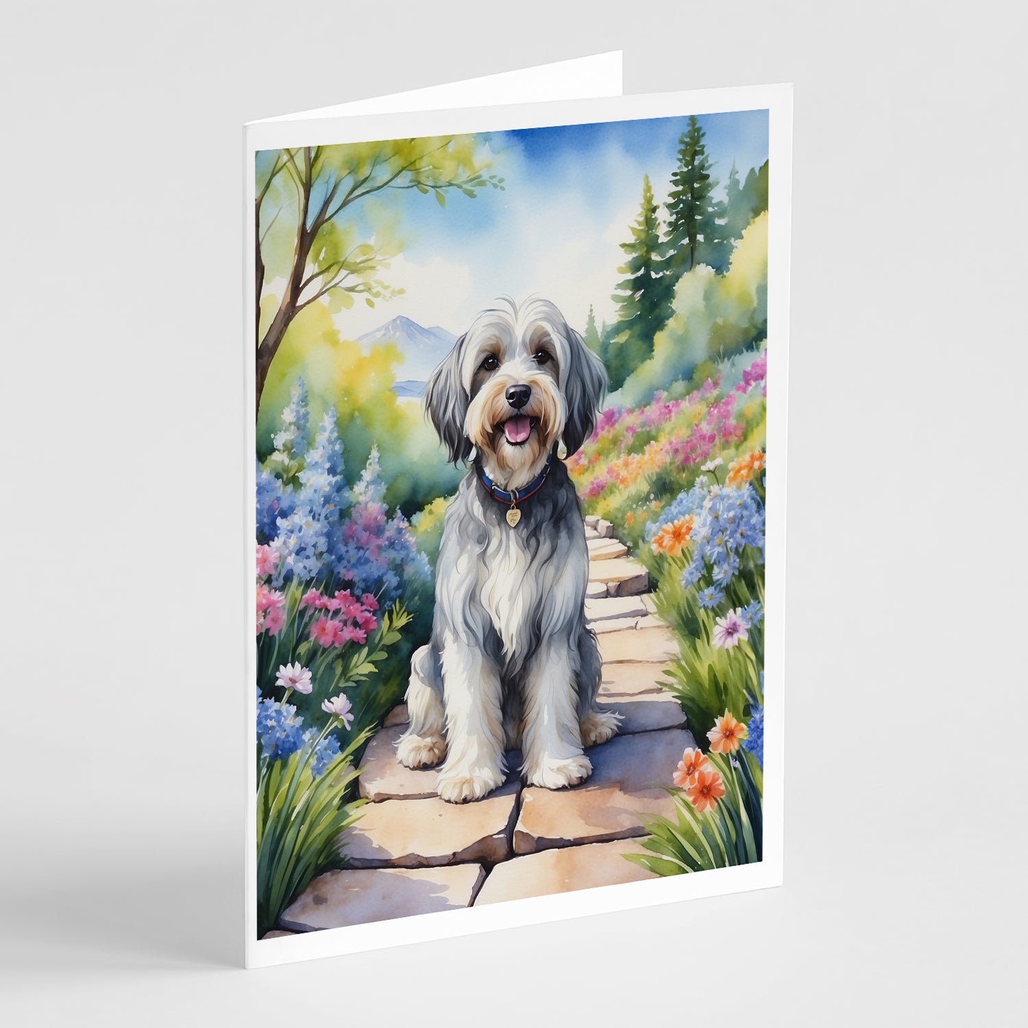 Buy this Tibetan Terrier Spring Path Greeting Cards Pack of 8