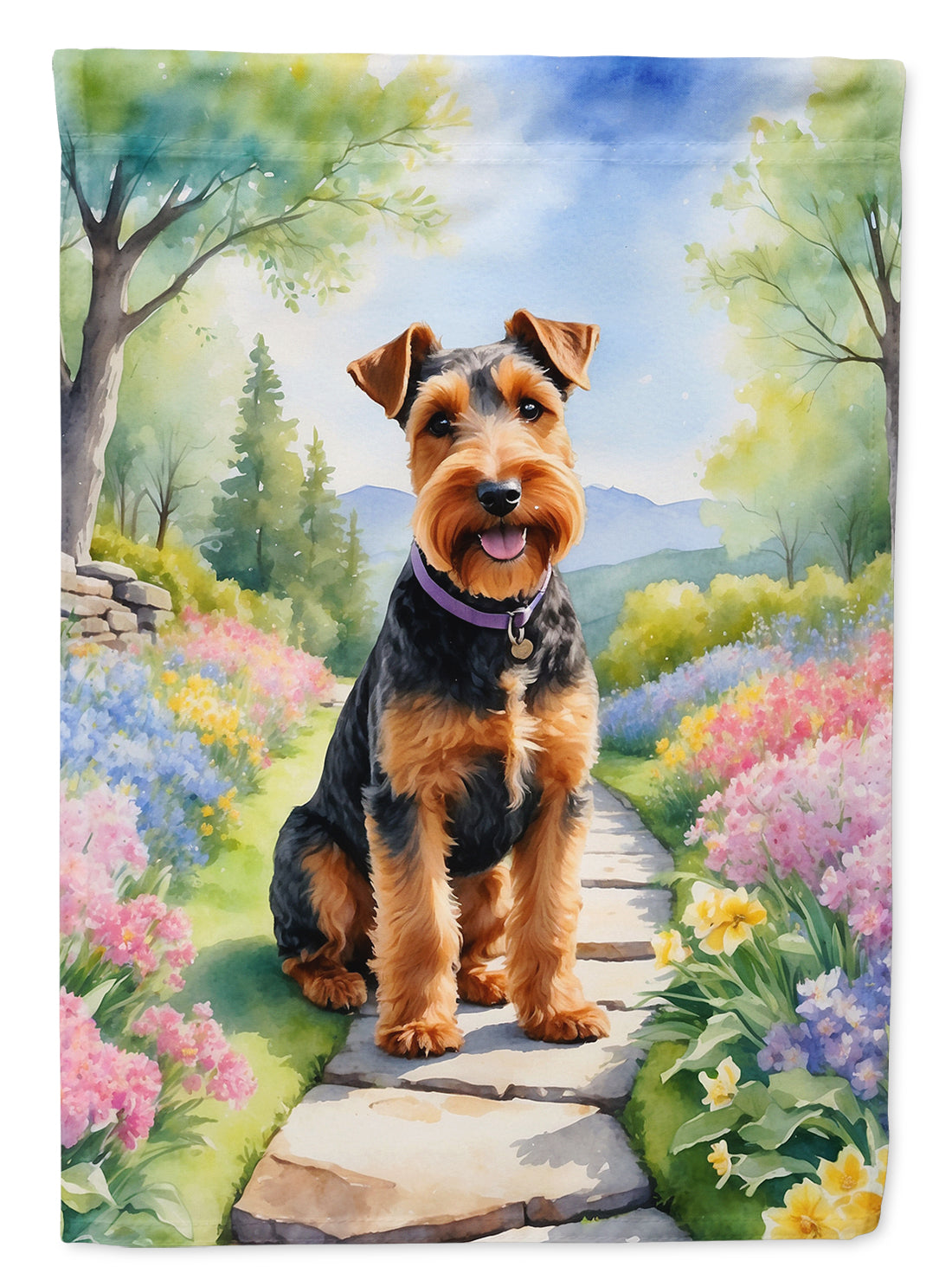 Buy this Welsh Terrier Spring Path House Flag