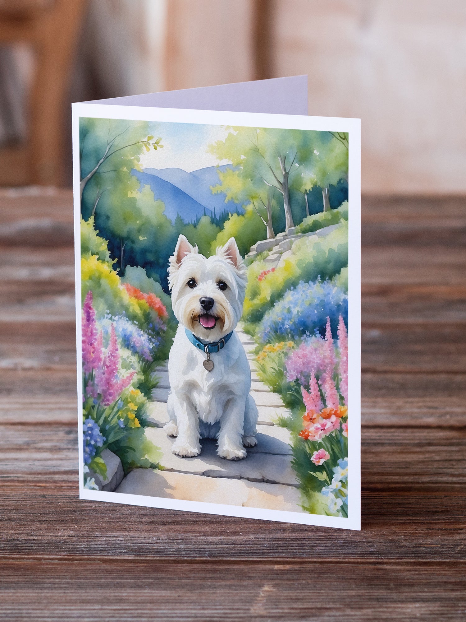 Buy this Westie Spring Path Greeting Cards Pack of 8