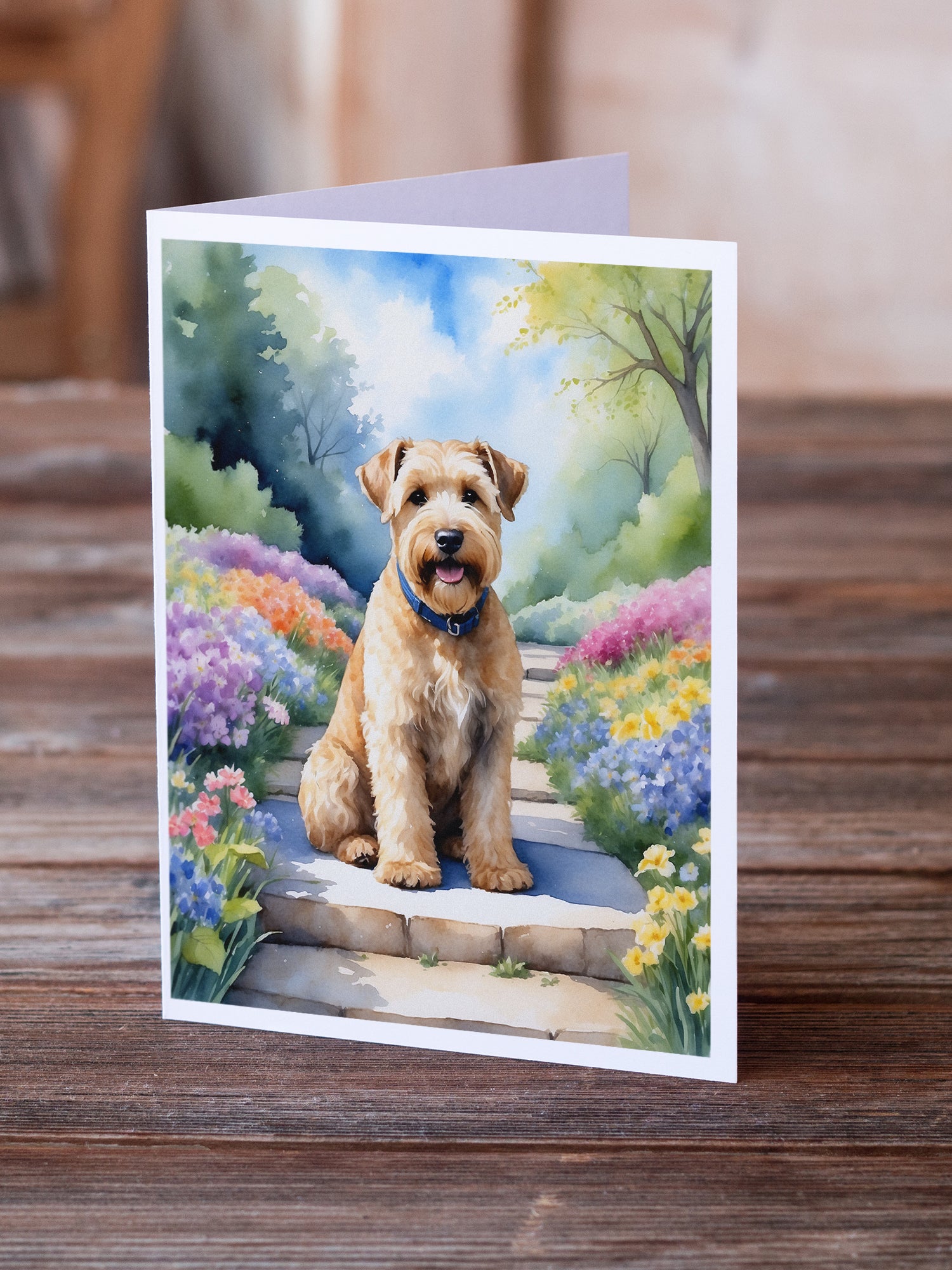 Wheaten Terrier Spring Path Greeting Cards Pack of 8