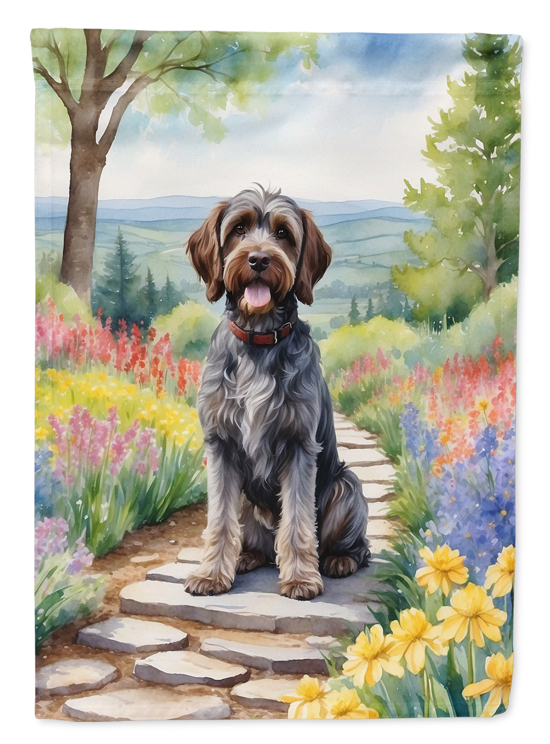 Buy this Wirehaired Pointing Griffon Spring Path House Flag