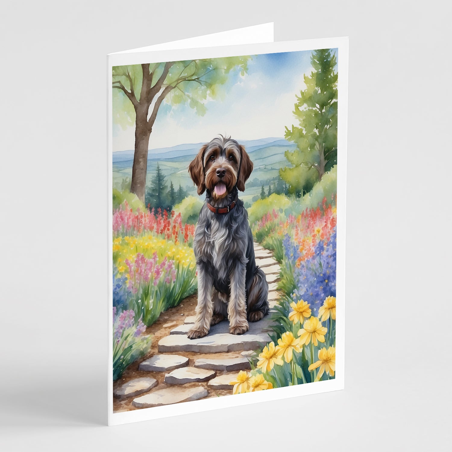 Buy this Wirehaired Pointing Griffon Spring Path Greeting Cards Pack of 8