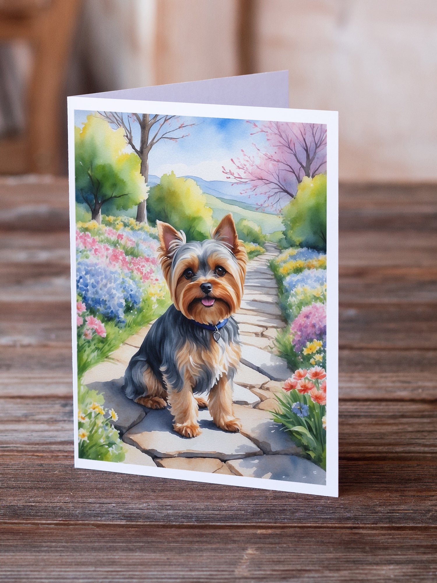 Buy this Yorkshire Terrier Spring Path Greeting Cards Pack of 8