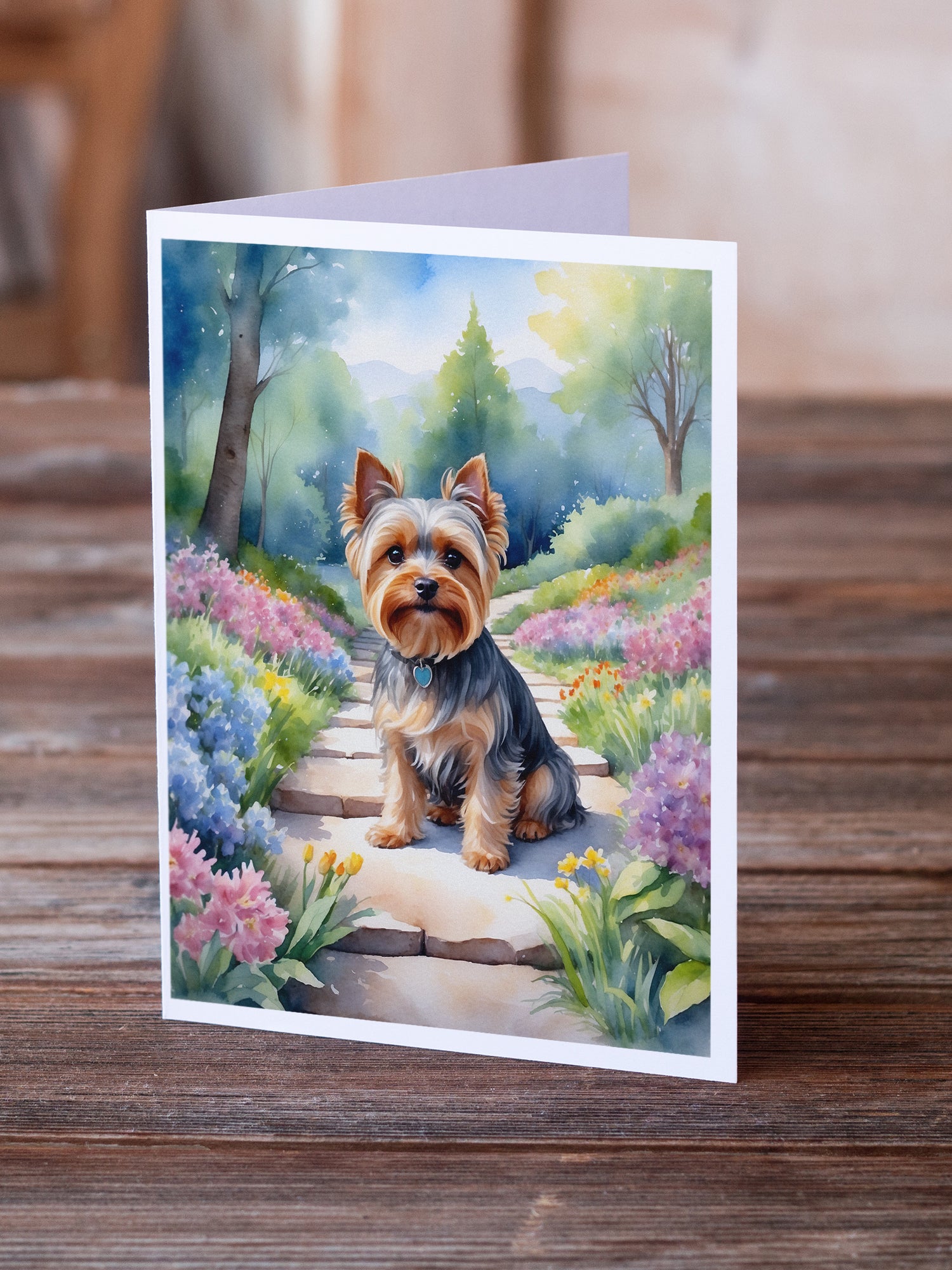 Buy this Yorkshire Terrier Spring Path Greeting Cards Pack of 8