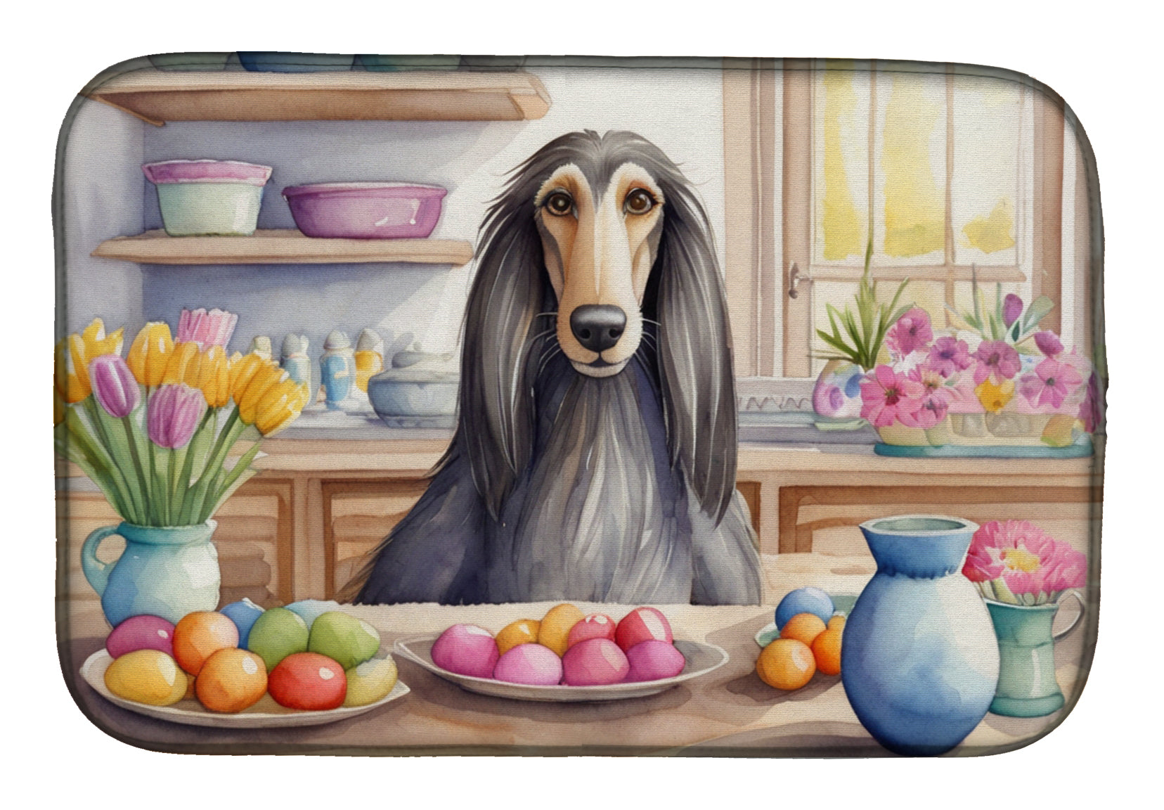 Buy this Decorating Easter Afghan Hound Dish Drying Mat