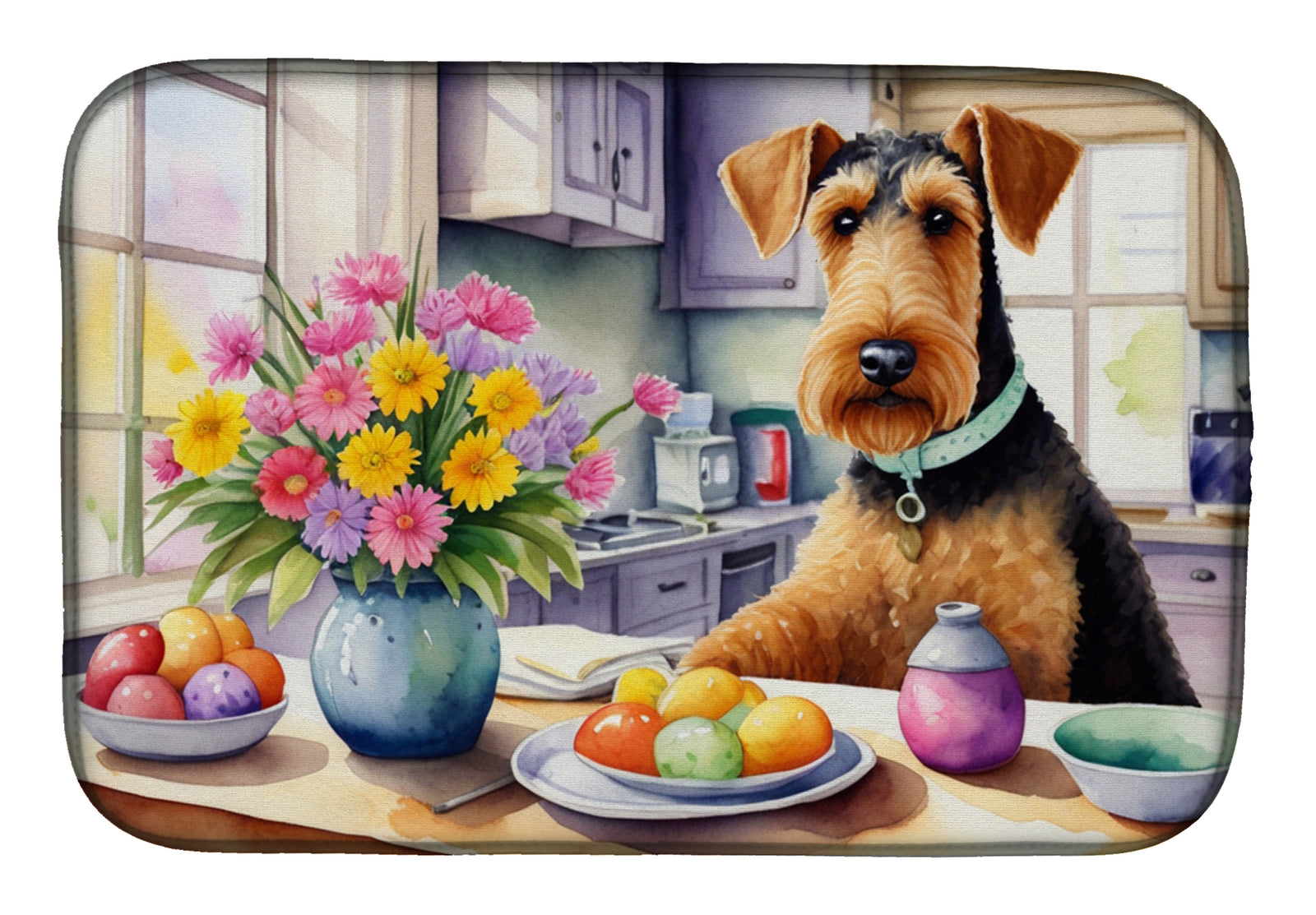 Buy this Decorating Easter Airedale Terrier Dish Drying Mat