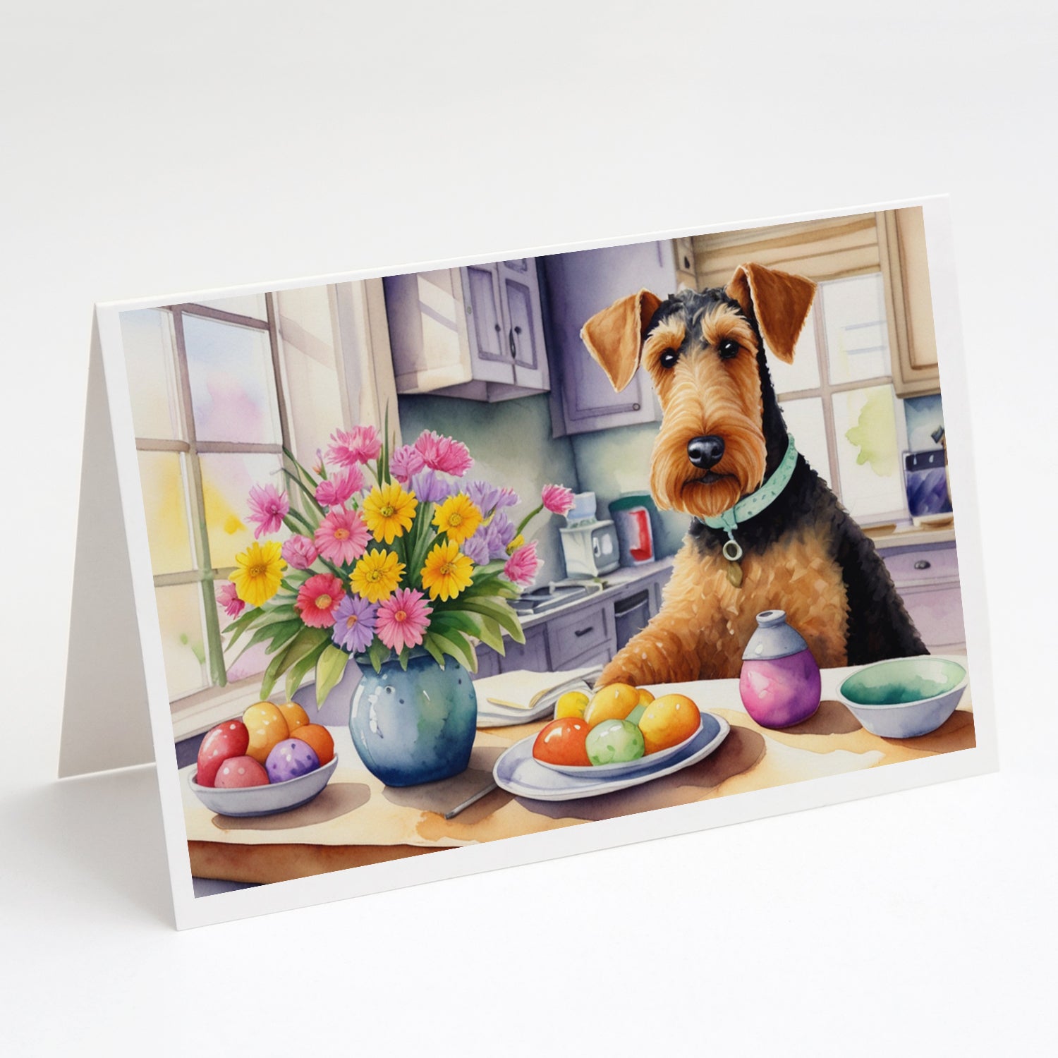 Buy this Decorating Easter Airedale Terrier Greeting Cards Pack of 8