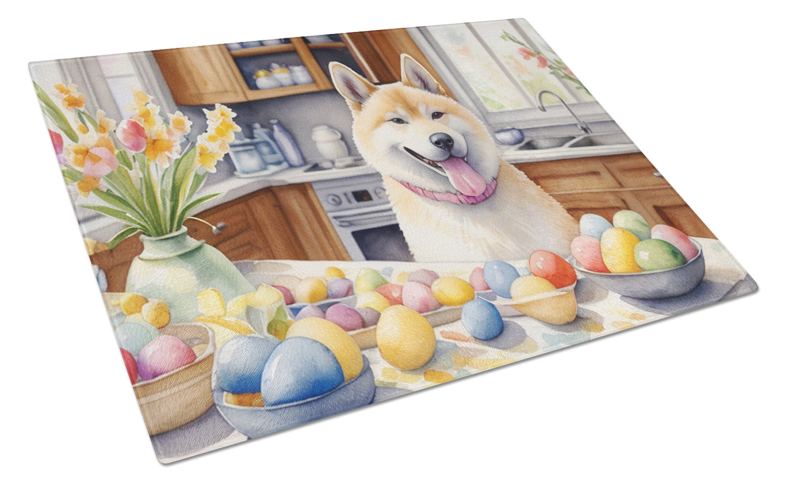 Buy this Decorating Easter Akita Glass Cutting Board