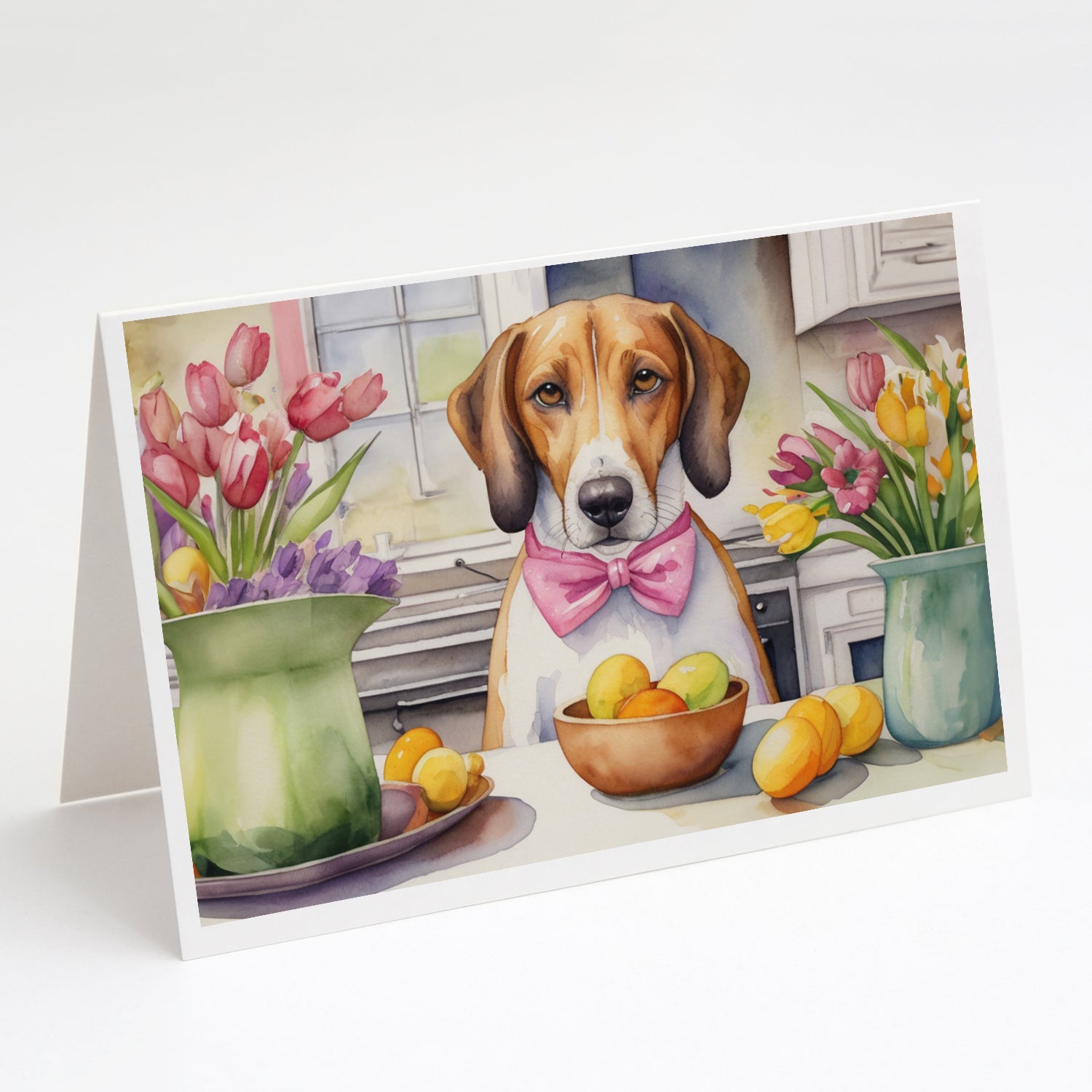 Buy this Decorating Easter American Foxhound Greeting Cards Pack of 8