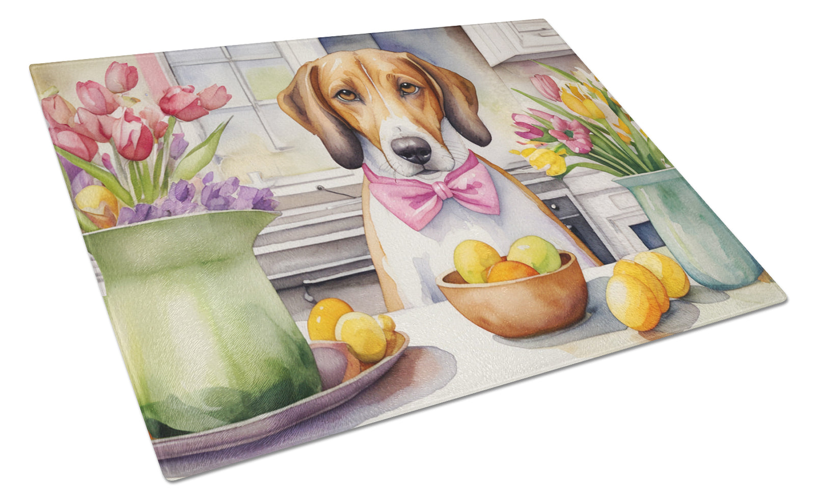 Buy this Decorating Easter American Foxhound Glass Cutting Board