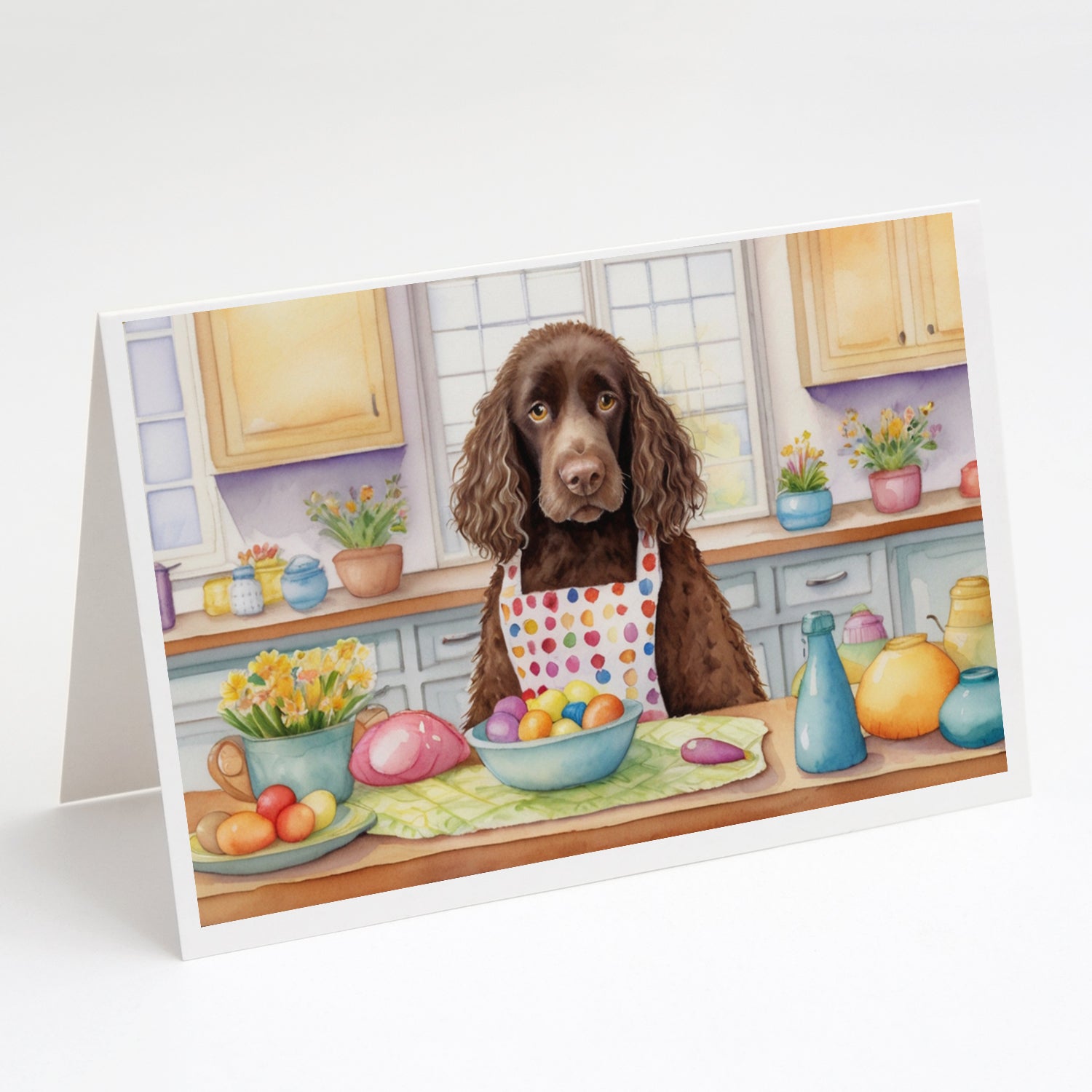 Buy this Decorating Easter American Water Spaniel Greeting Cards Pack of 8