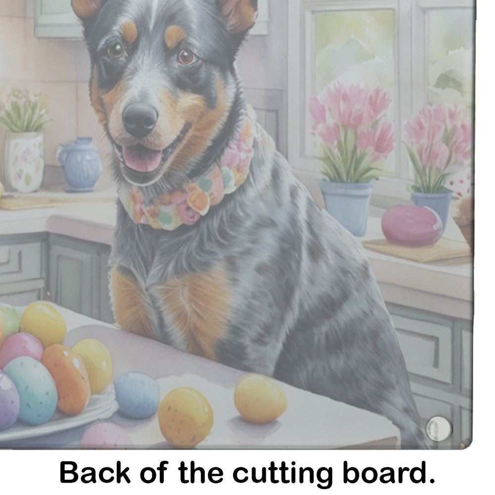 Decorating Easter Australian Cattle Dog Glass Cutting Board