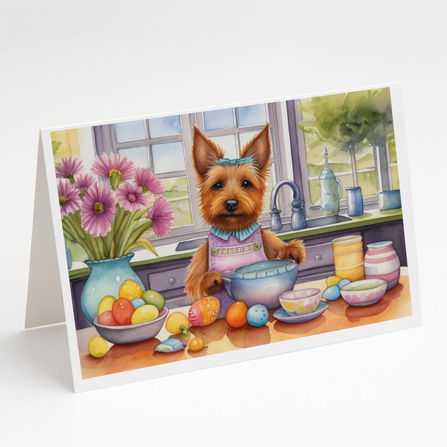 Buy this Decorating Easter Australian Terrier Greeting Cards Pack of 8