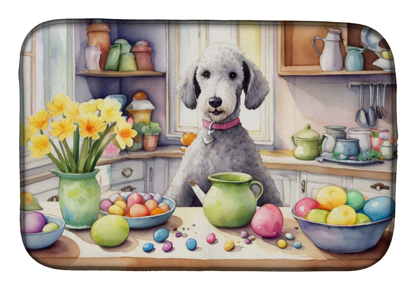 Buy this Decorating Easter Bedlington Terrier Dish Drying Mat