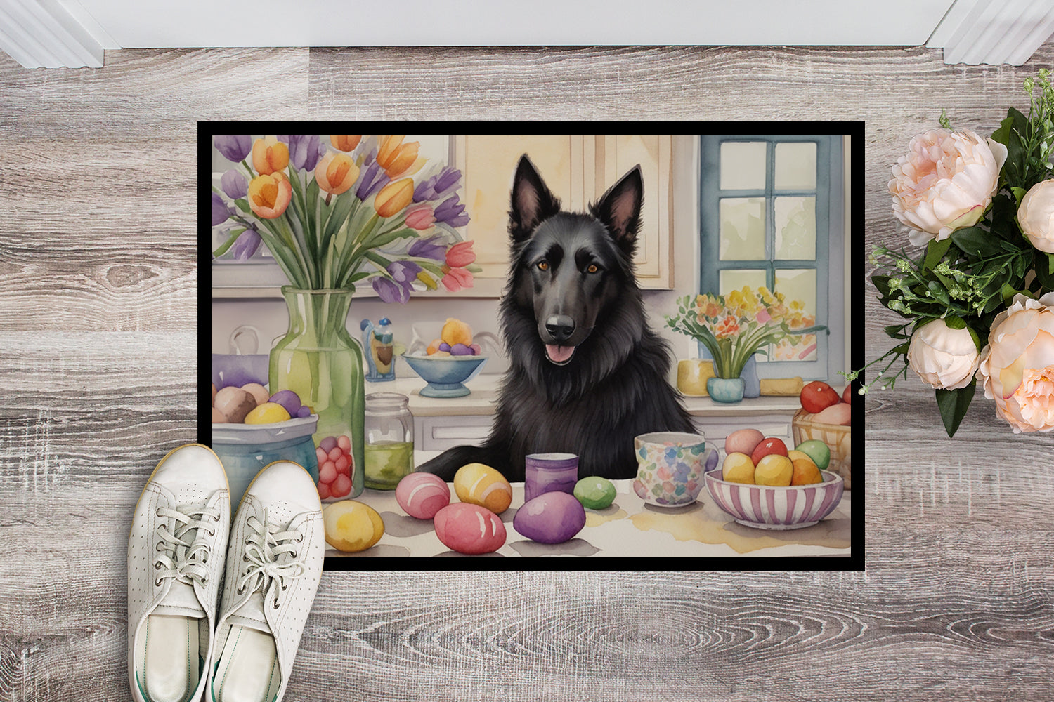 Buy this Decorating Easter Belgian Sheepdog Doormat